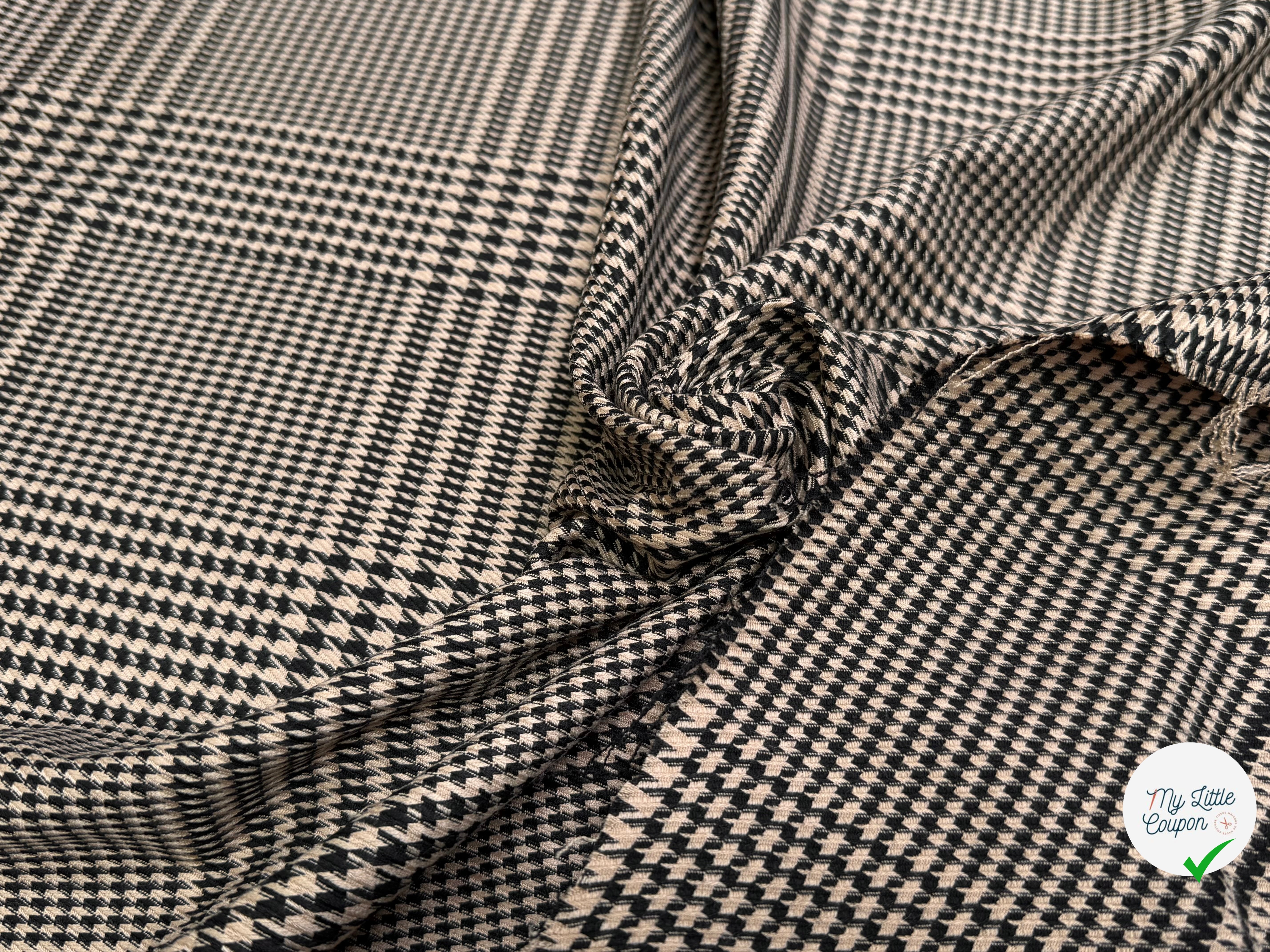 GABARDINE GIULIA POLYVISCOSE PRINCE DE GALLES CHIC BEIGE NOIR - My Little Coupon