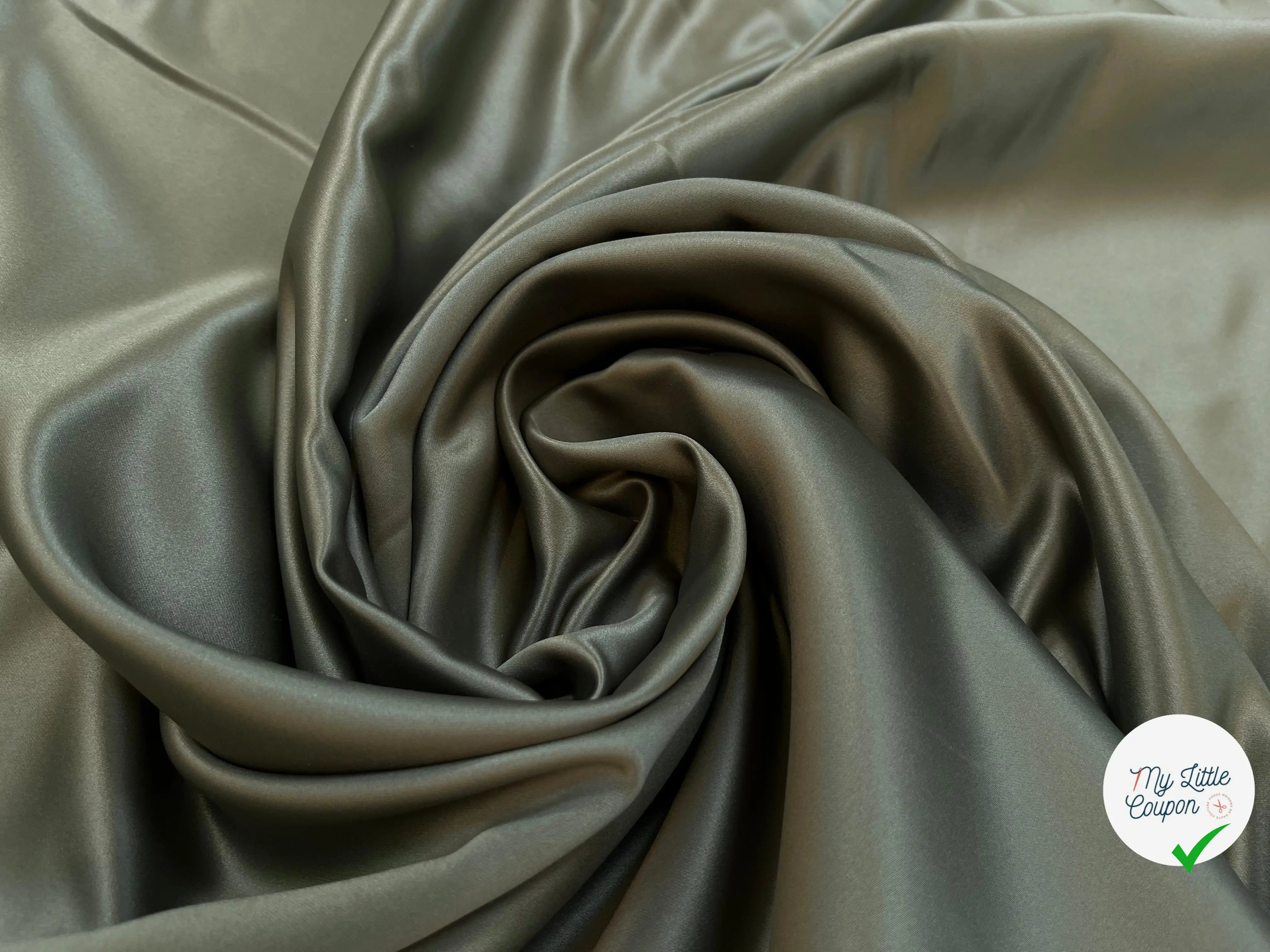 GABARDINE LÉGÈREMENT SATINÉE VERT OLIVE - My Little Coupon