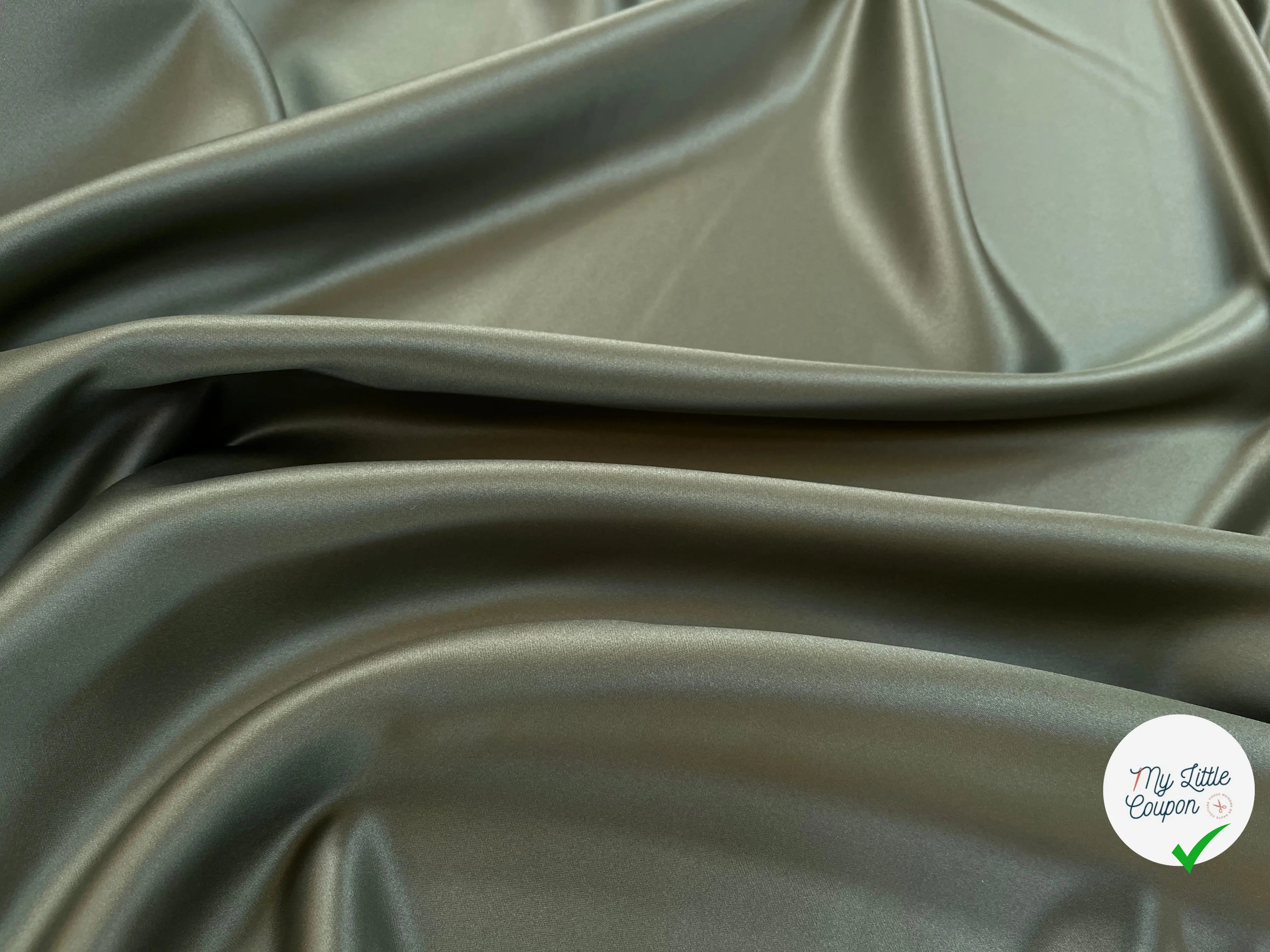 GABARDINE LÉGÈREMENT SATINÉE VERT OLIVE - My Little Coupon
