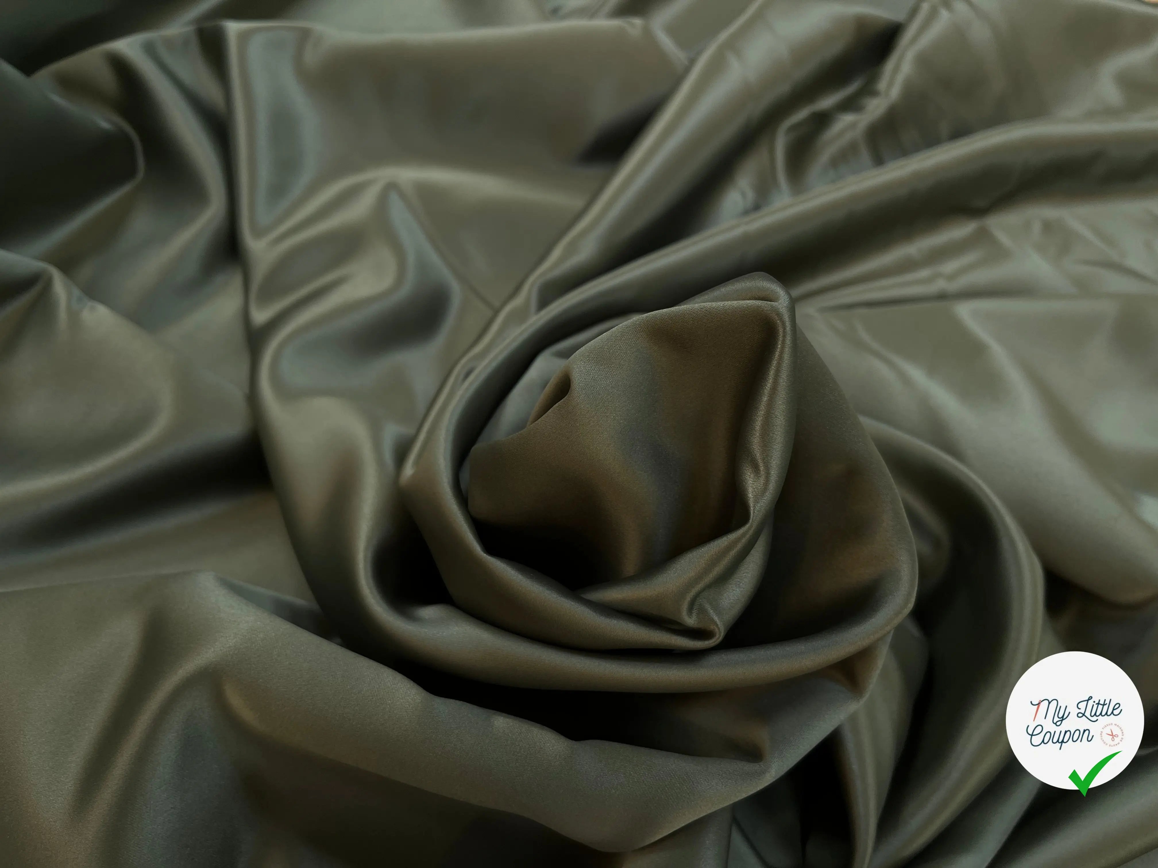 GABARDINE LÉGÈREMENT SATINÉE VERT OLIVE - My Little Coupon