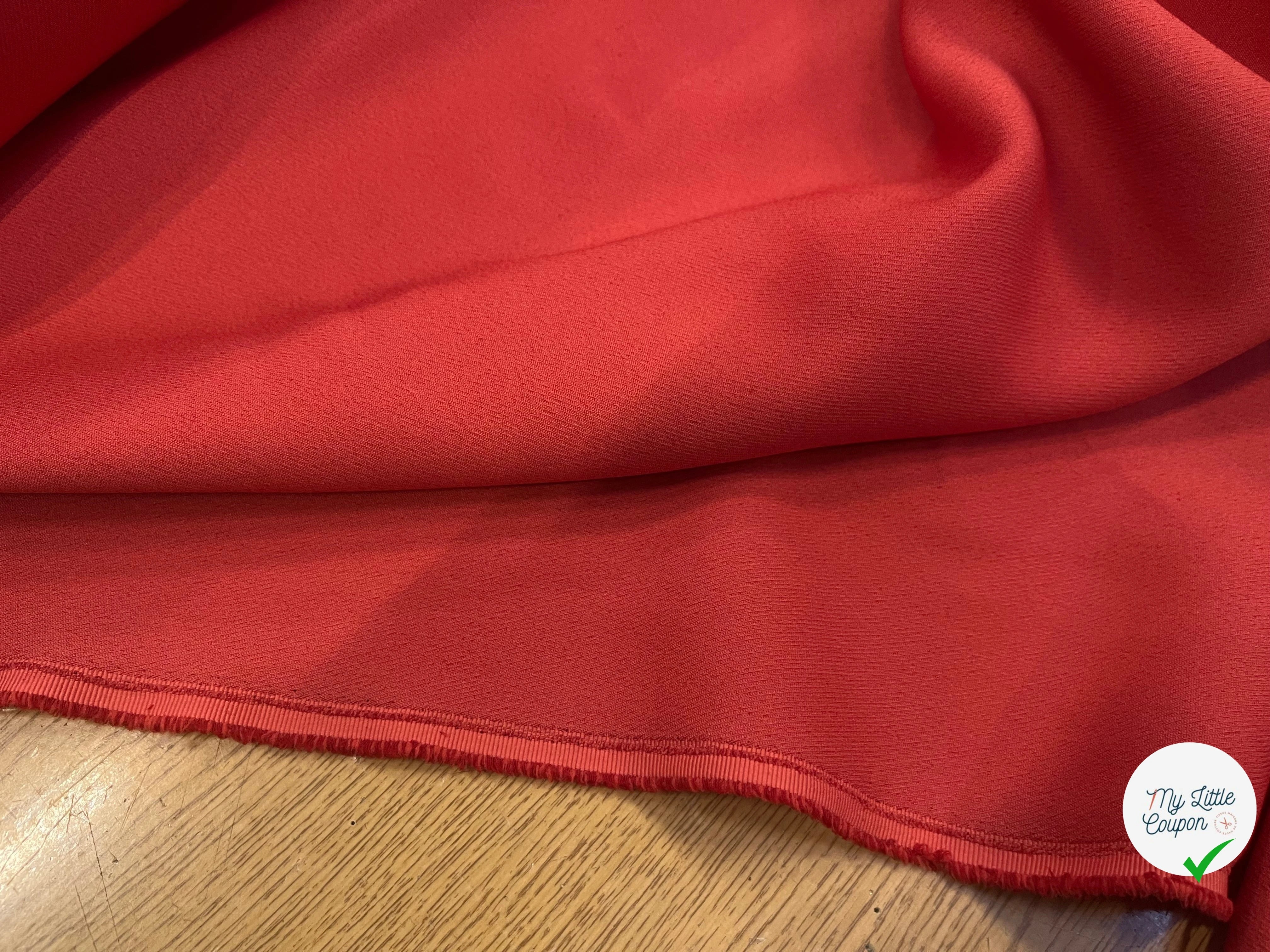 GABARDINE LÈGEREMENT STRIÉE POLYESTER COULEUR POPPY - My Little Coupon