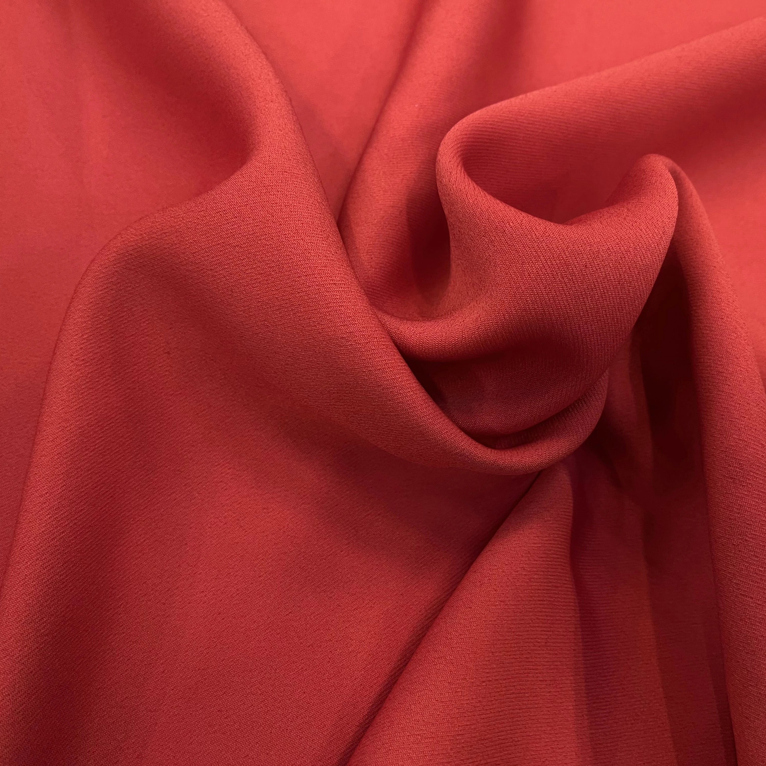 GABARDINE LÈGEREMENT STRIÉE POLYESTER COULEUR POPPY - My Little Coupon