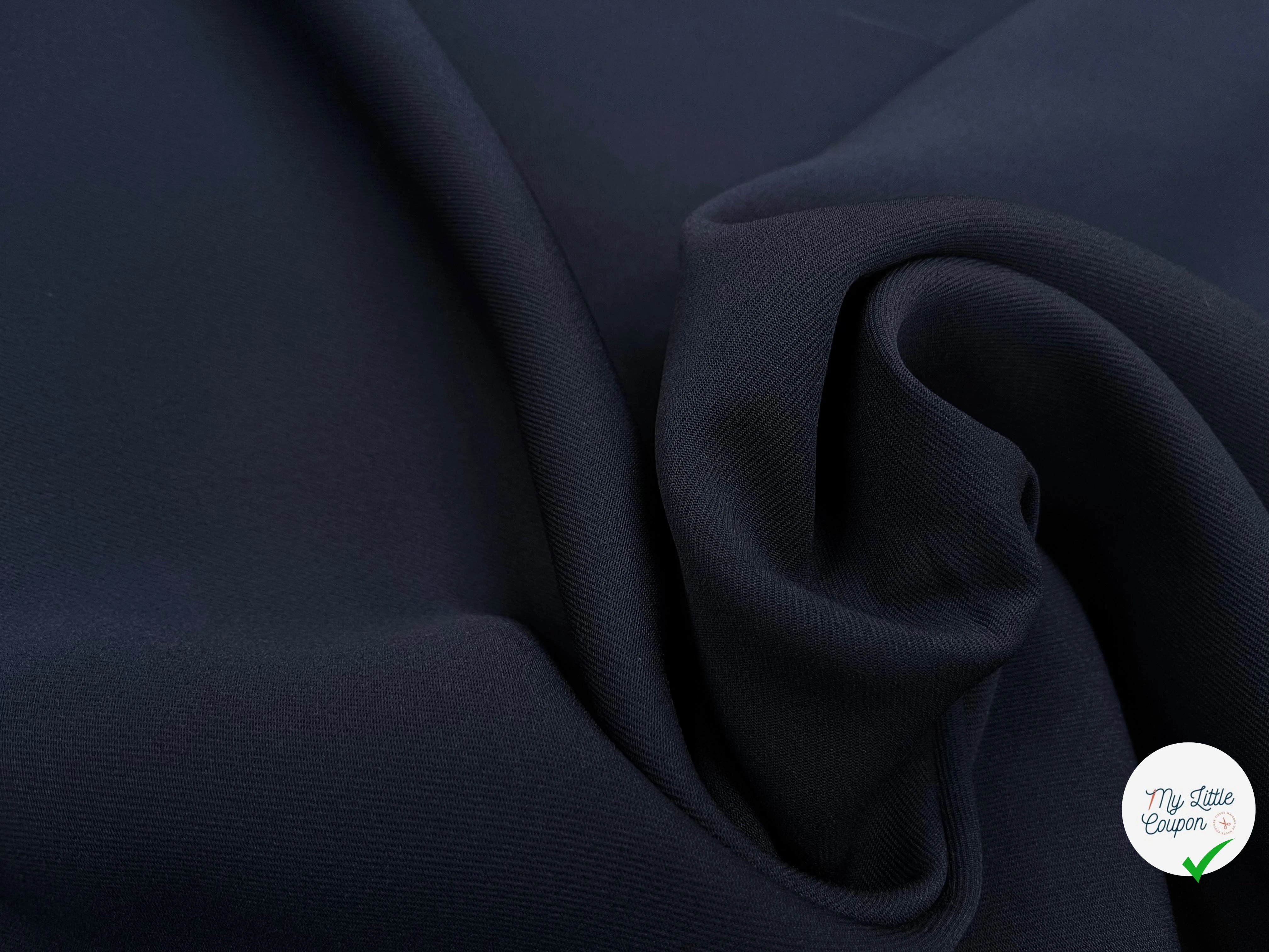 GABARDINE LEGÈREMENT STRIÉE SOUPLE POLYESTER NAVY 130CM - My Little Coupon