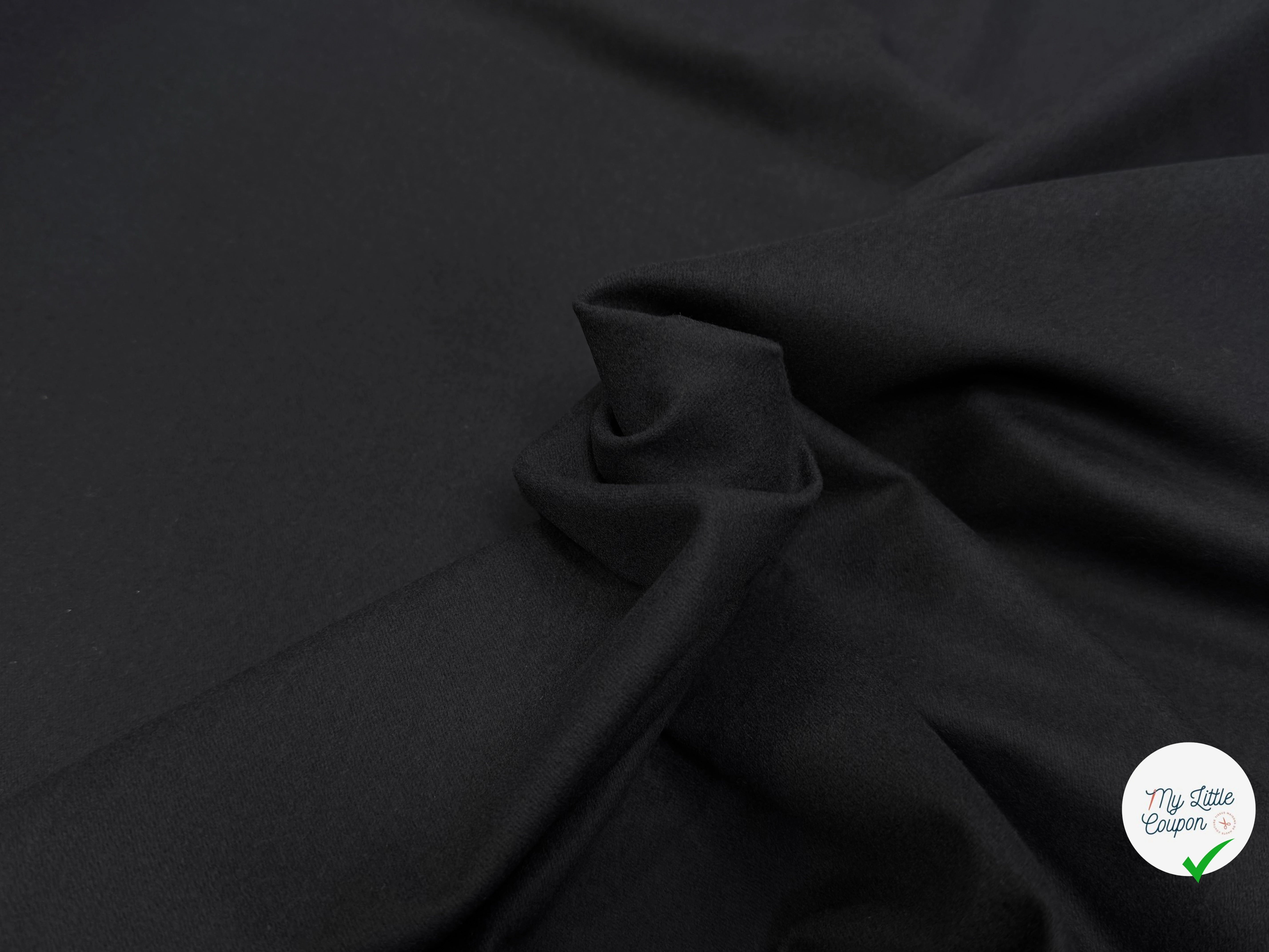 GABARDINE LOURDE COTON GRATTÉ NOIR - My Little Coupon