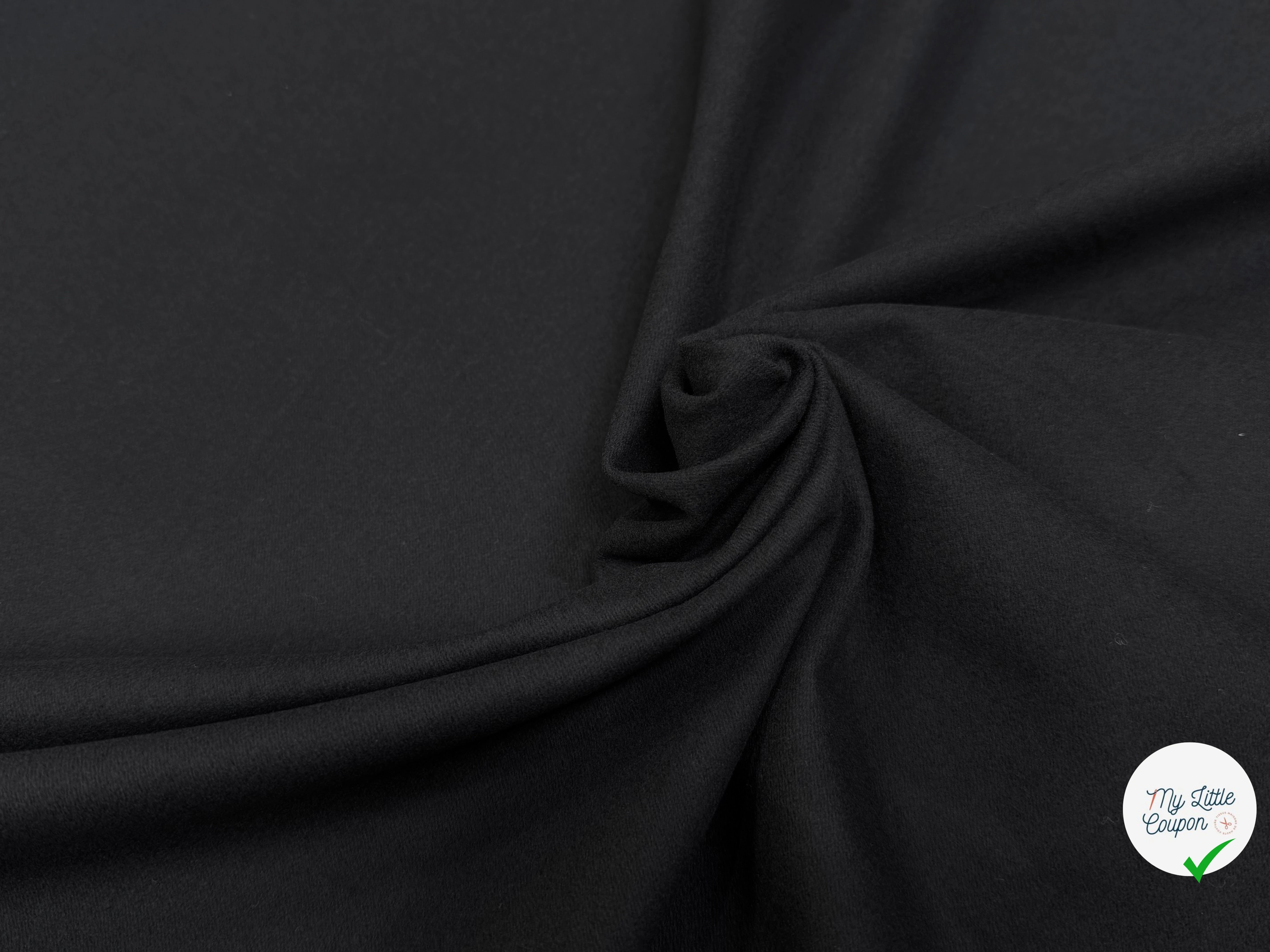 GABARDINE LOURDE COTON GRATTÉ NOIR - My Little Coupon