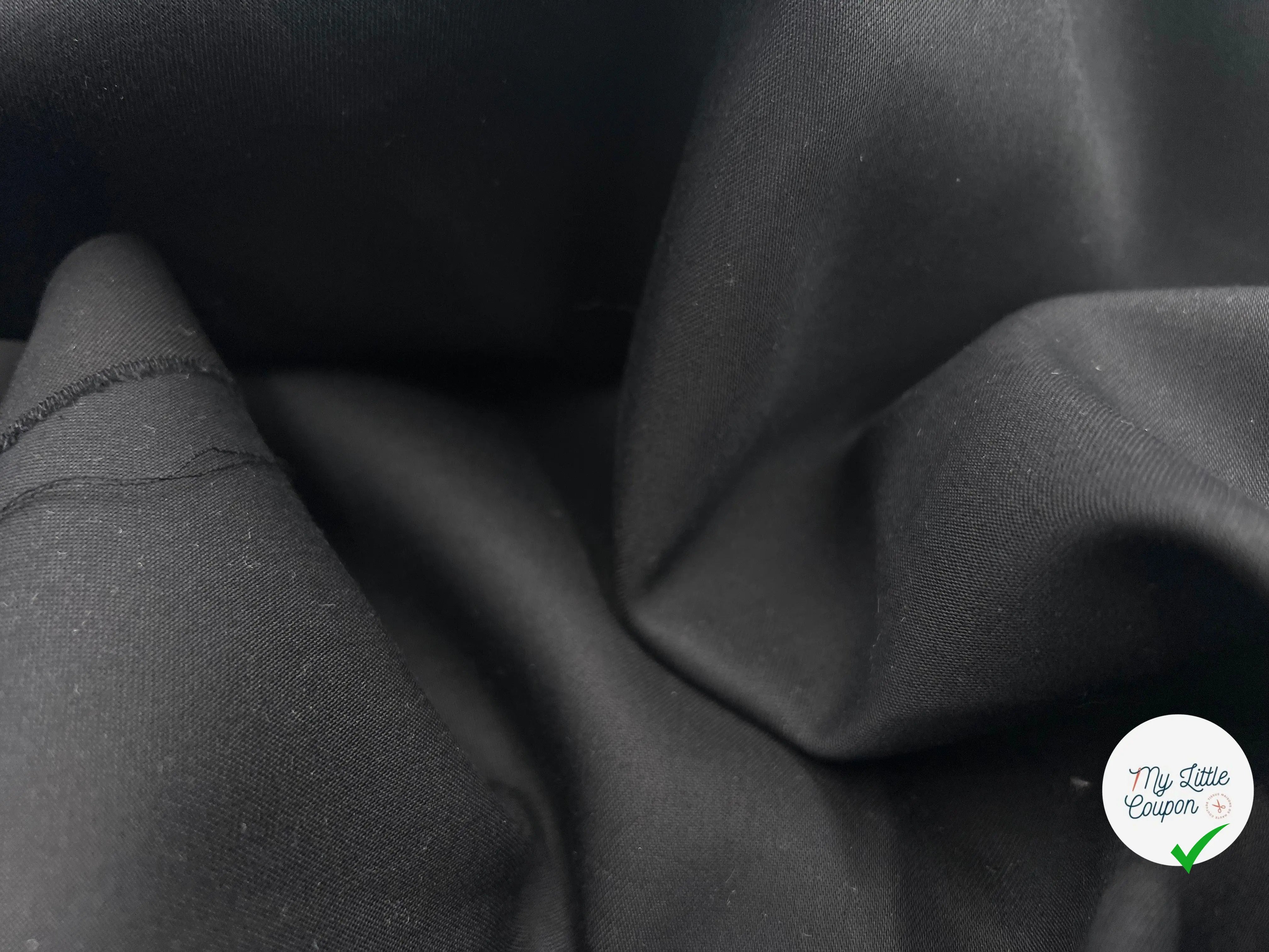 GABARDINE LOURDE PEIGNÉE NOIRE BELLE QUALITÉ - coupon de tissu de 3 mètres - My Little Coupon - tissu - coudre