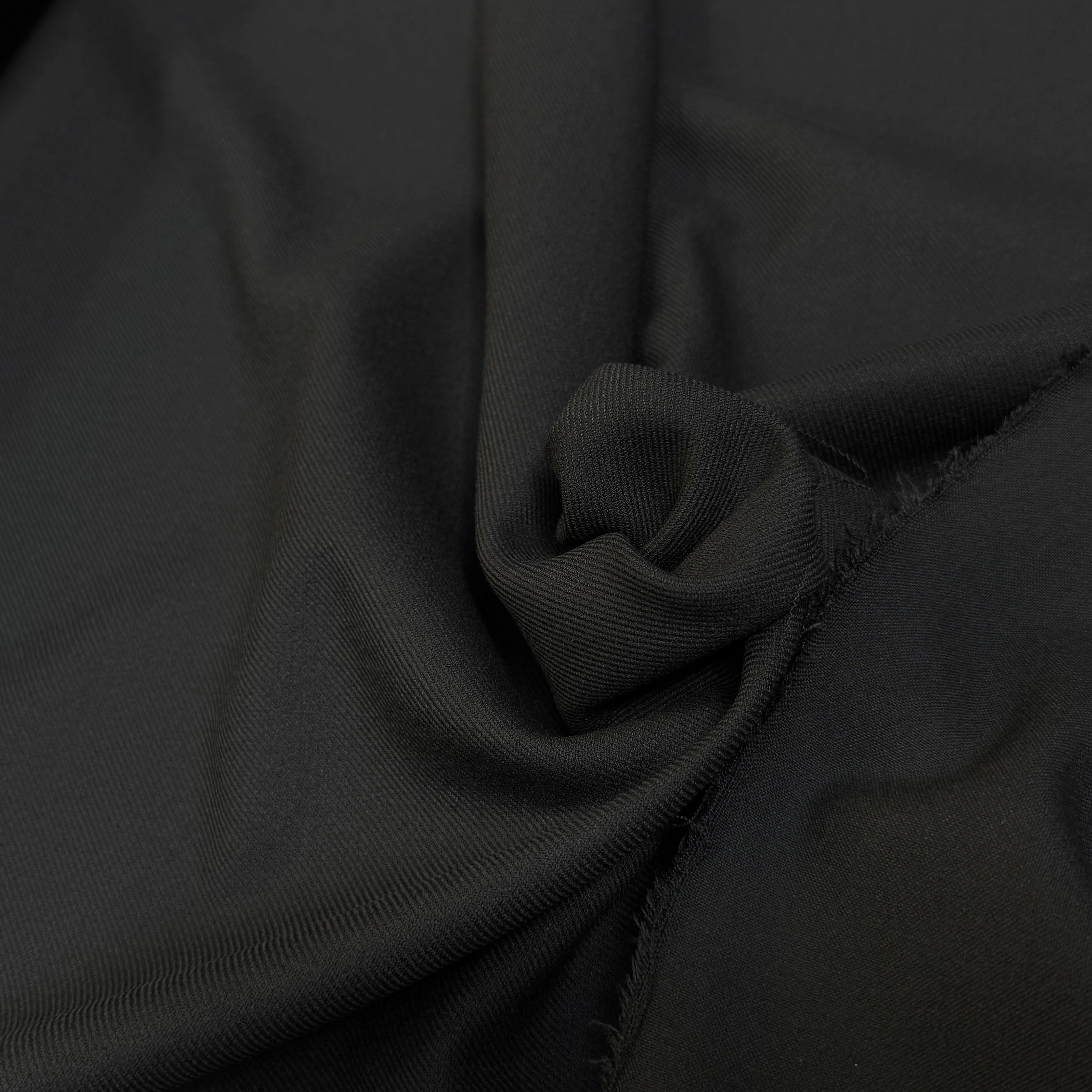 GABARDINE LOURDE POLYCOTON LÉGÈREMENT SATINÉE ET STRIÉE NOIR TRÈS BELLE TENUE - My Little Coupon