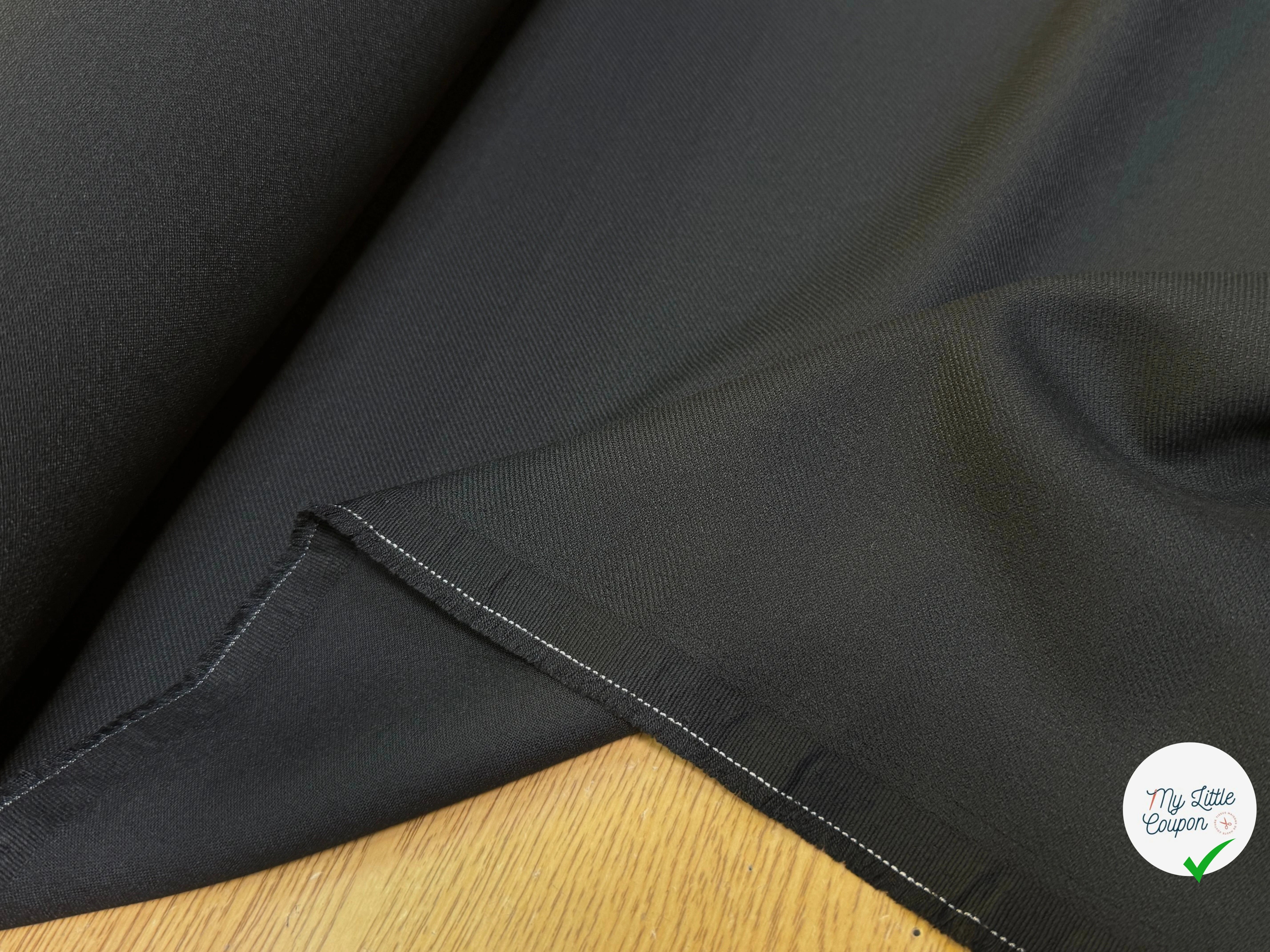 GABARDINE LOURDE POLYCOTON LÉGÈREMENT SATINÉE ET STRIÉE NOIR TRÈS BELLE TENUE - My Little Coupon