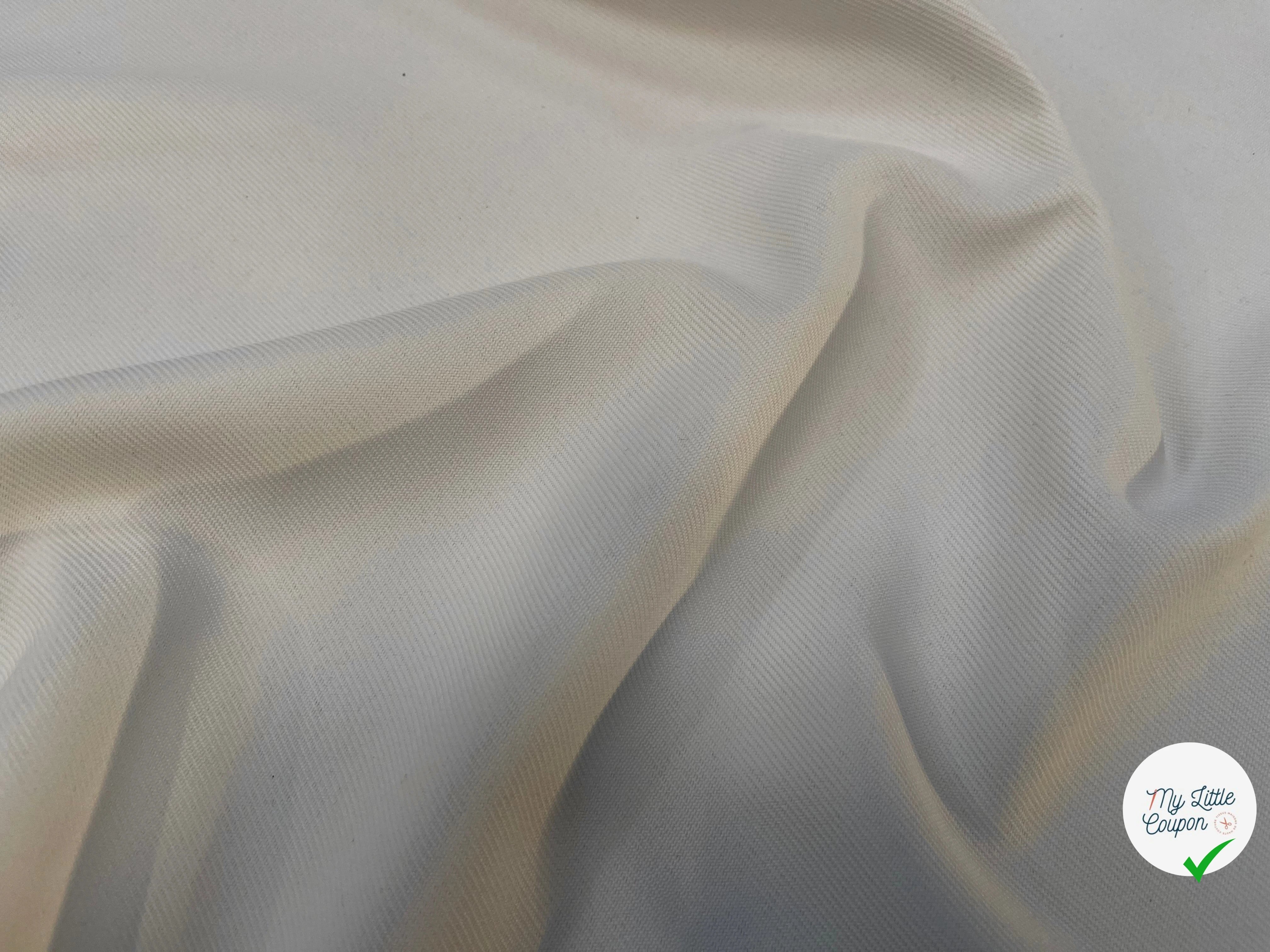 GABARDINE LOURDE POLYESTER BLANCHE LÉGÈREMENT CASSÉE 152CM - My Little Coupon