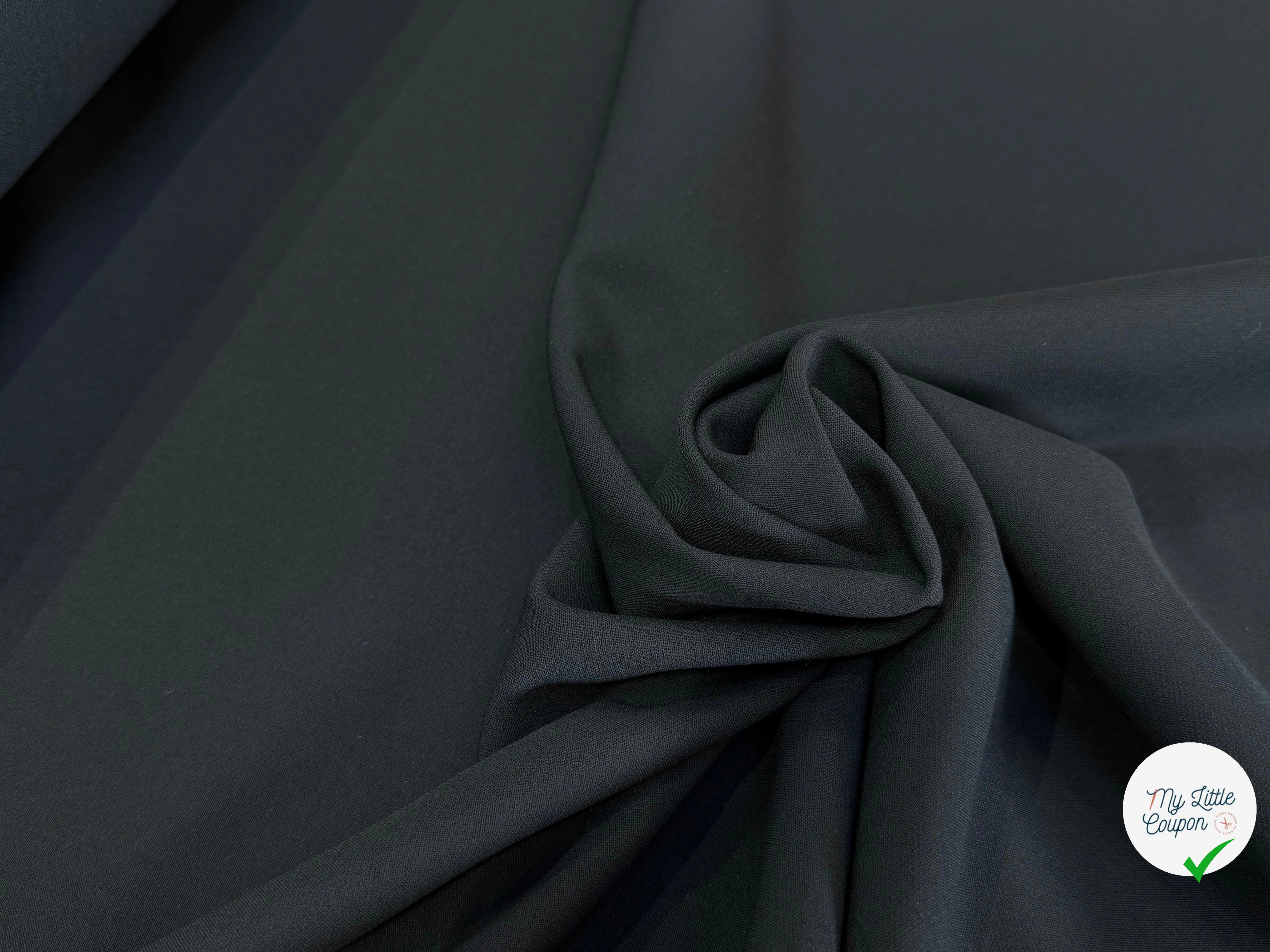 GABARDINE LOURDE POLYVISCOSE STRETCH BELLE TENUE NOIR 27% VI - My Little Coupon