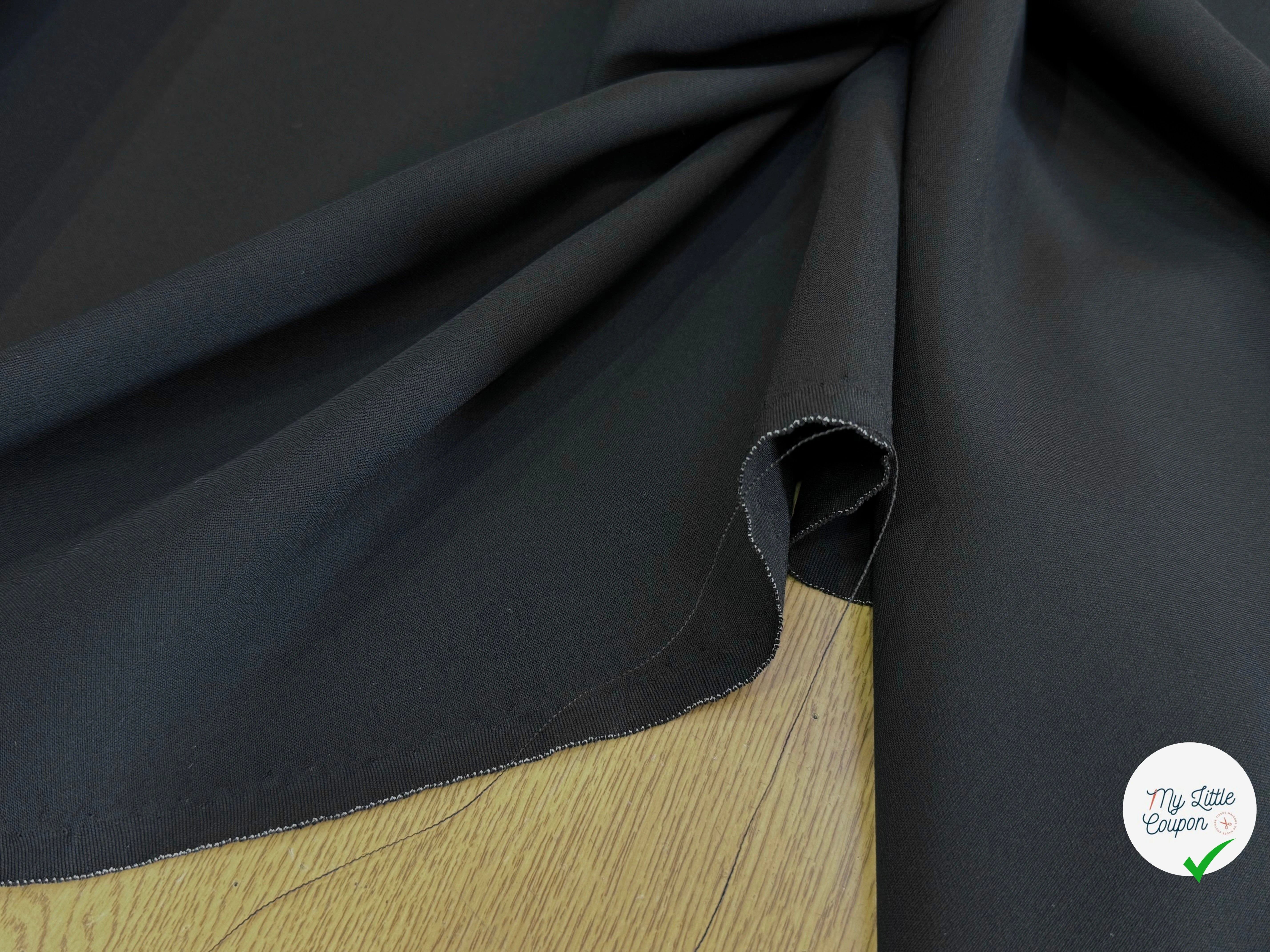 GABARDINE LOURDE POLYVISCOSE STRETCH BELLE TENUE NOIR 27% VI - My Little Coupon