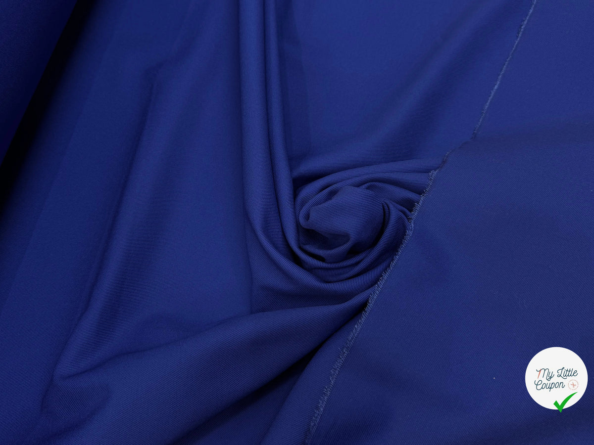 GABARDINE LOURDE SERGÉE POLYCOTON BLEU ROYAL - My Little Coupon