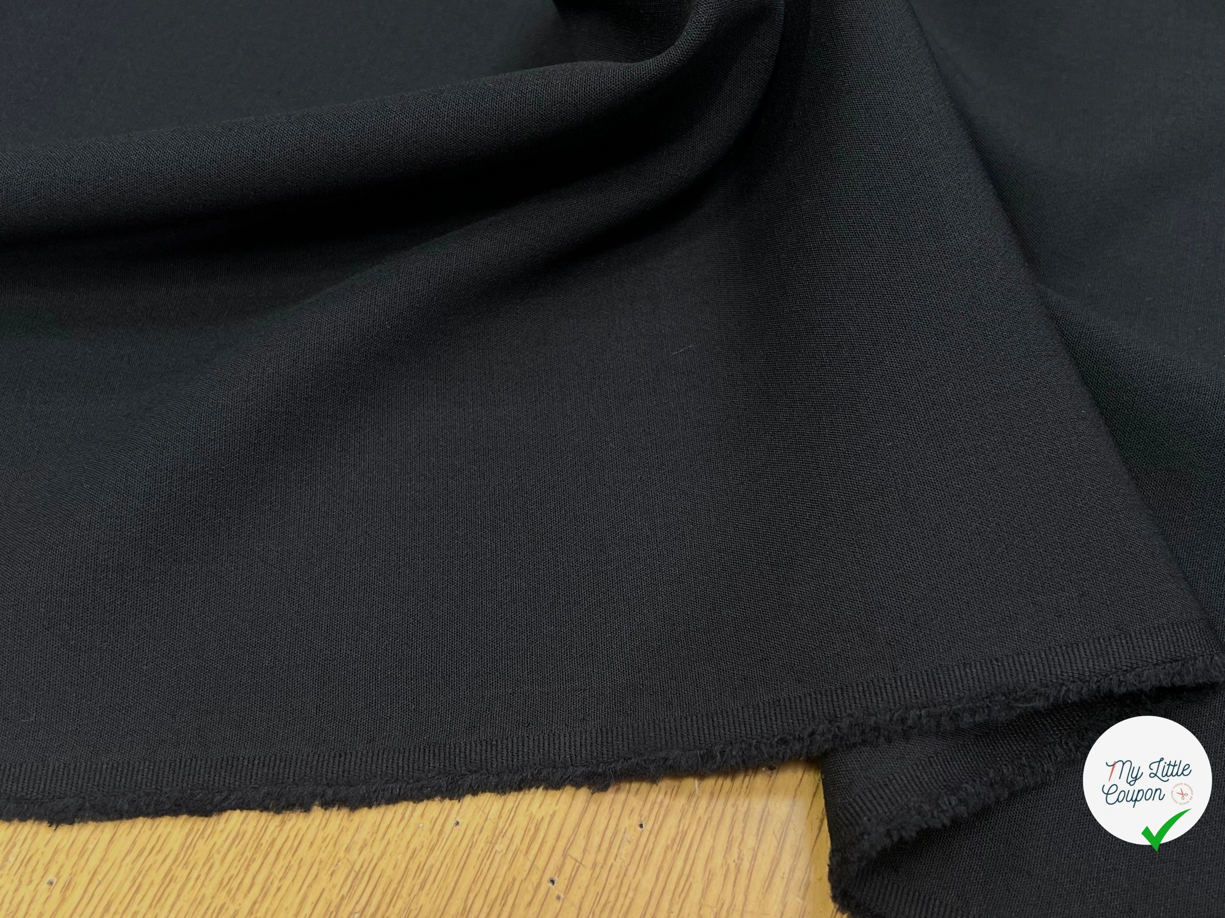 GABARDINE LOURDE STRETCH 43% LAINE VIERGE NOIR 130CM - My Little Coupon