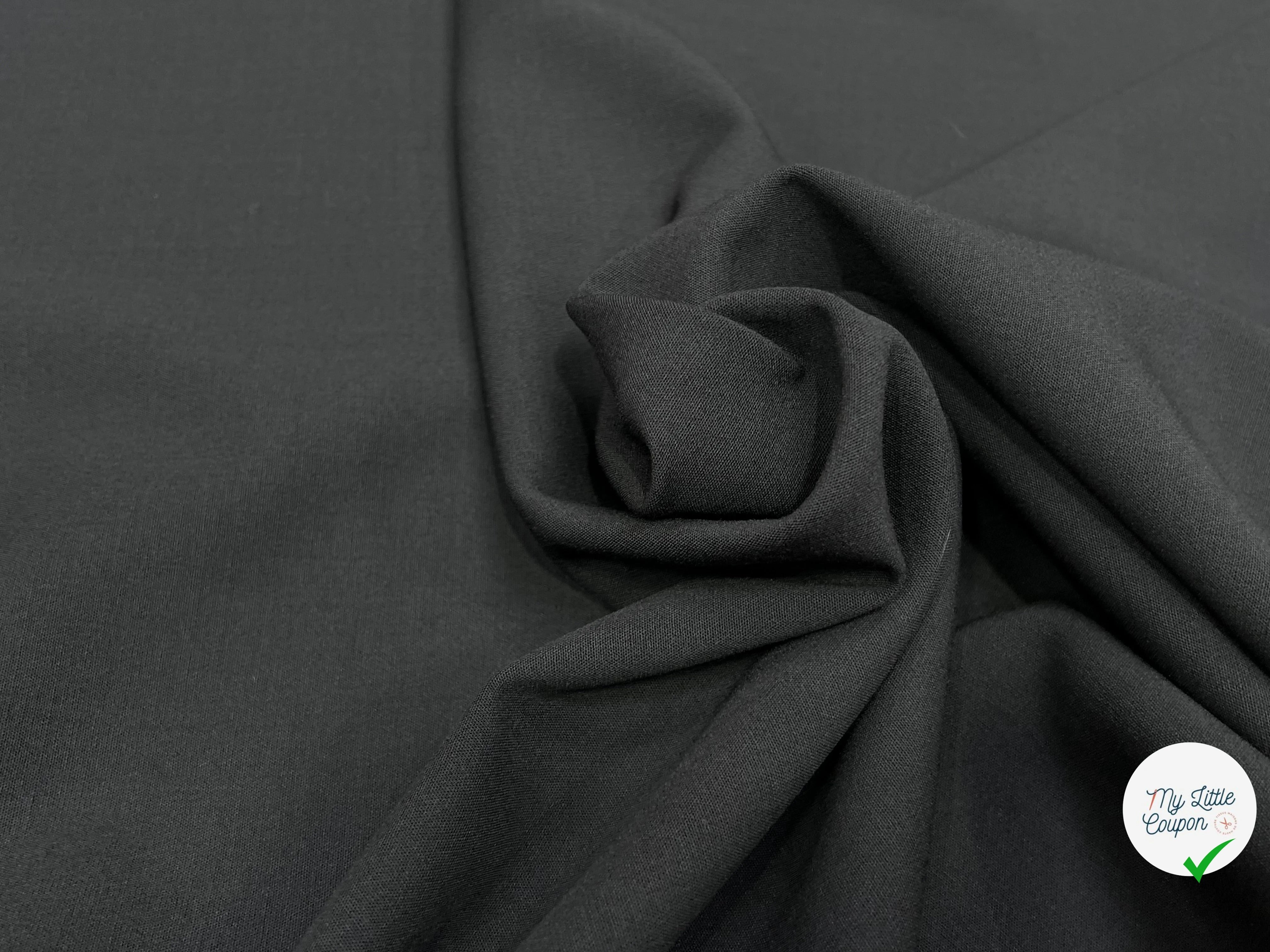 GABARDINE LOURDE STRETCH 43% LAINE VIERGE NOIR 130CM - My Little Coupon