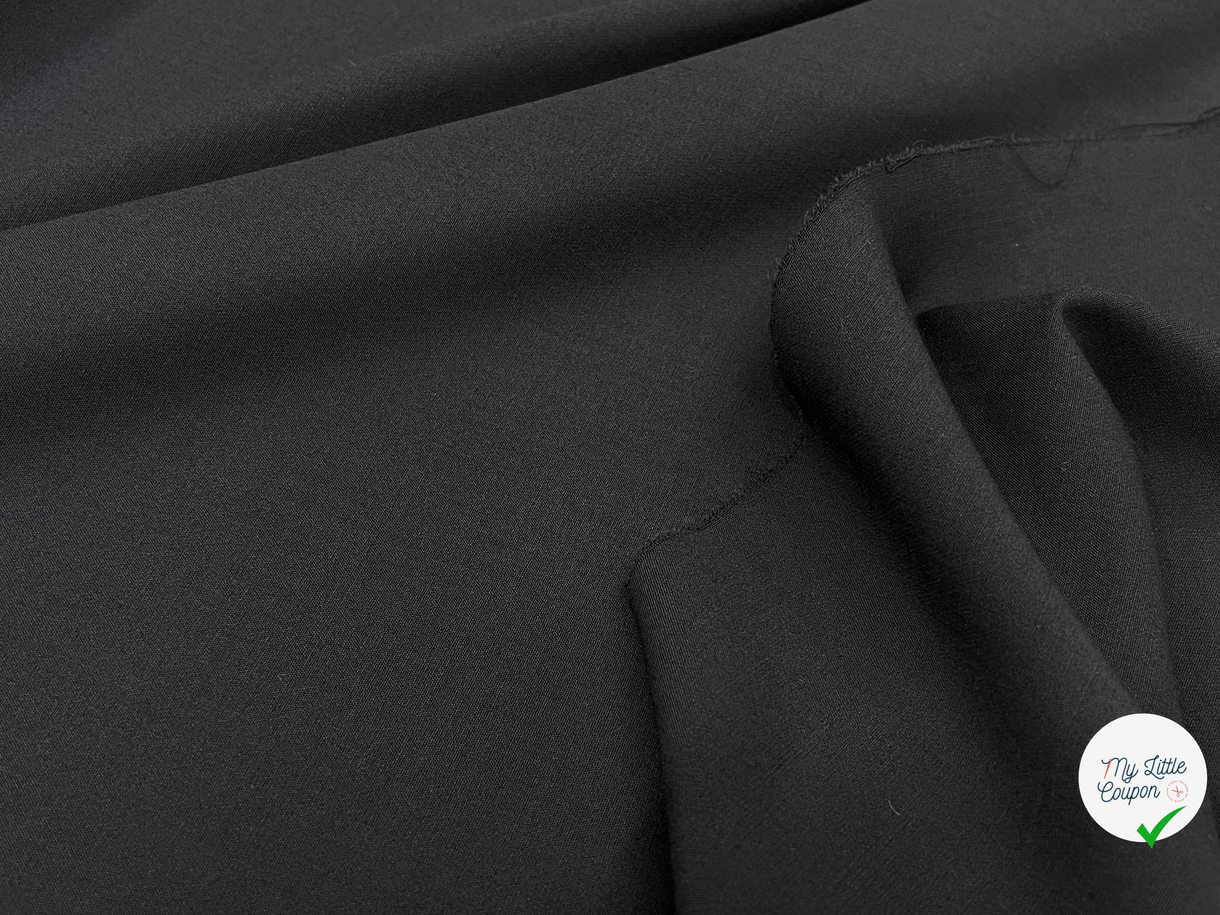 GABARDINE LOURDE STRETCH 43% LAINE VIERGE NOIR 130CM - My Little Coupon
