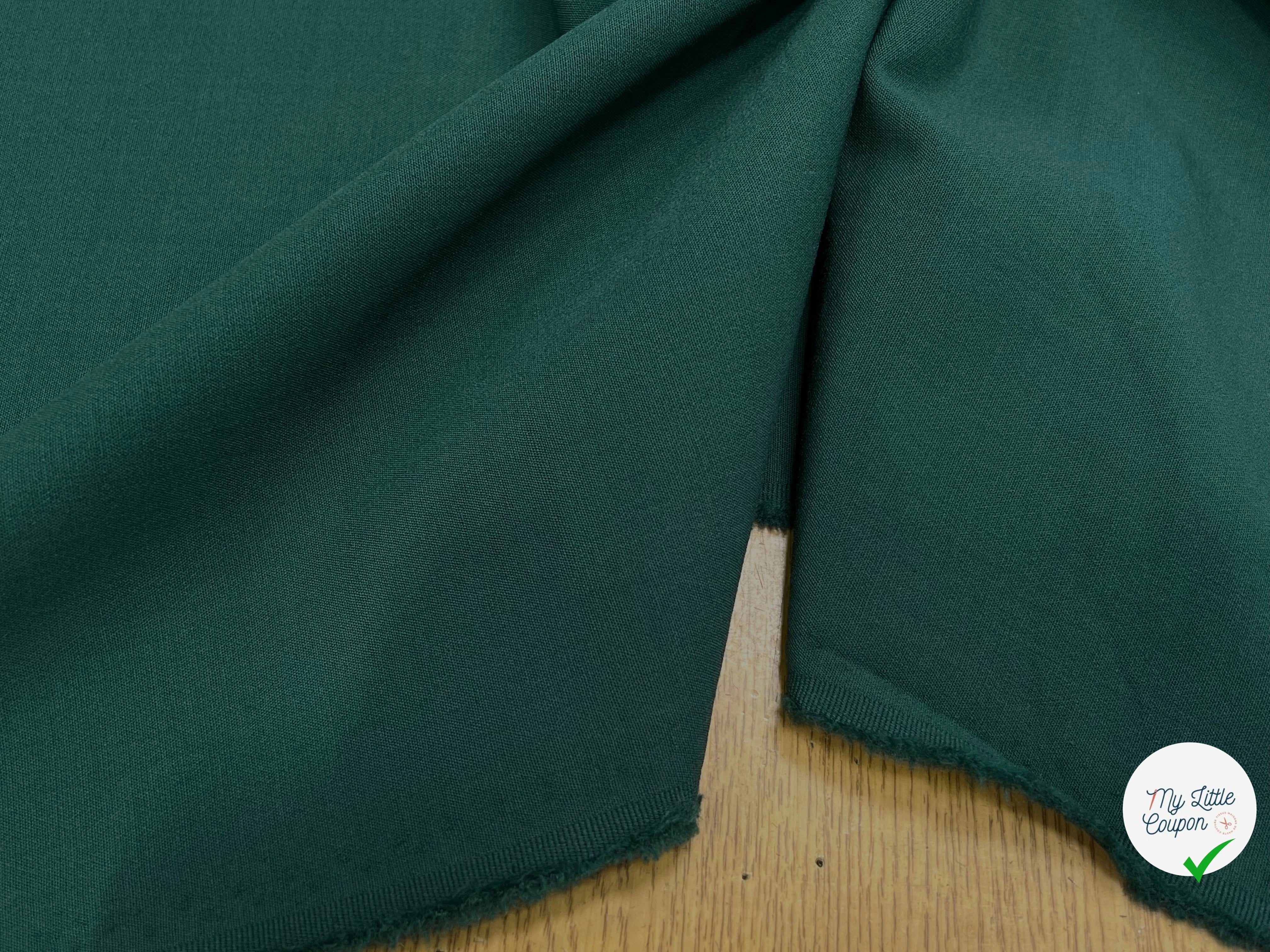 GABARDINE LOURDE STRETCH 43% LAINE VIERGE VERT FORÊT 130CM - My Little Coupon
