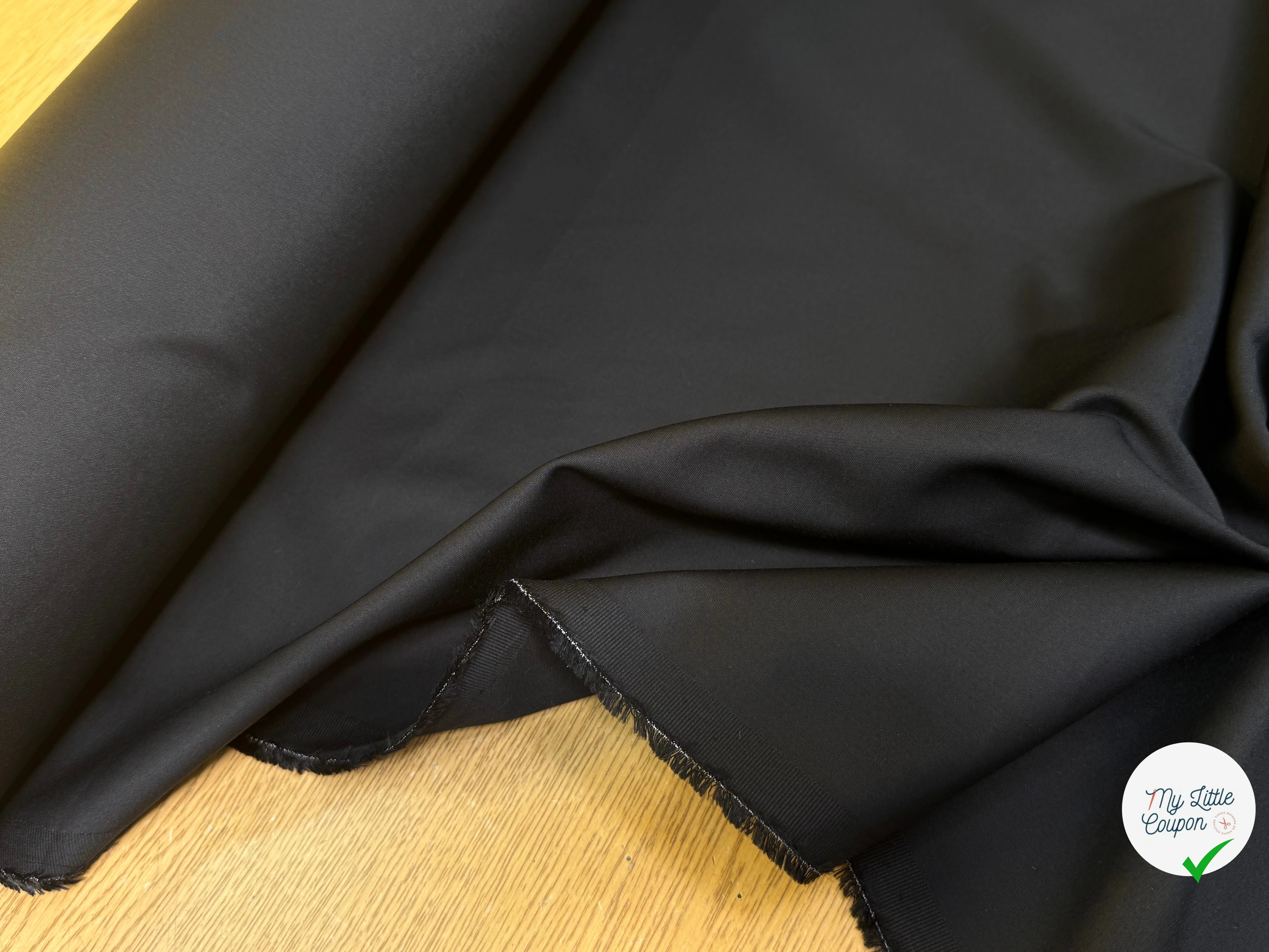 GABARDINE POLYCOTON SATINÉE TOUCHER SOYEUX STRETCH NOIR 48% COTON - My Little Coupon