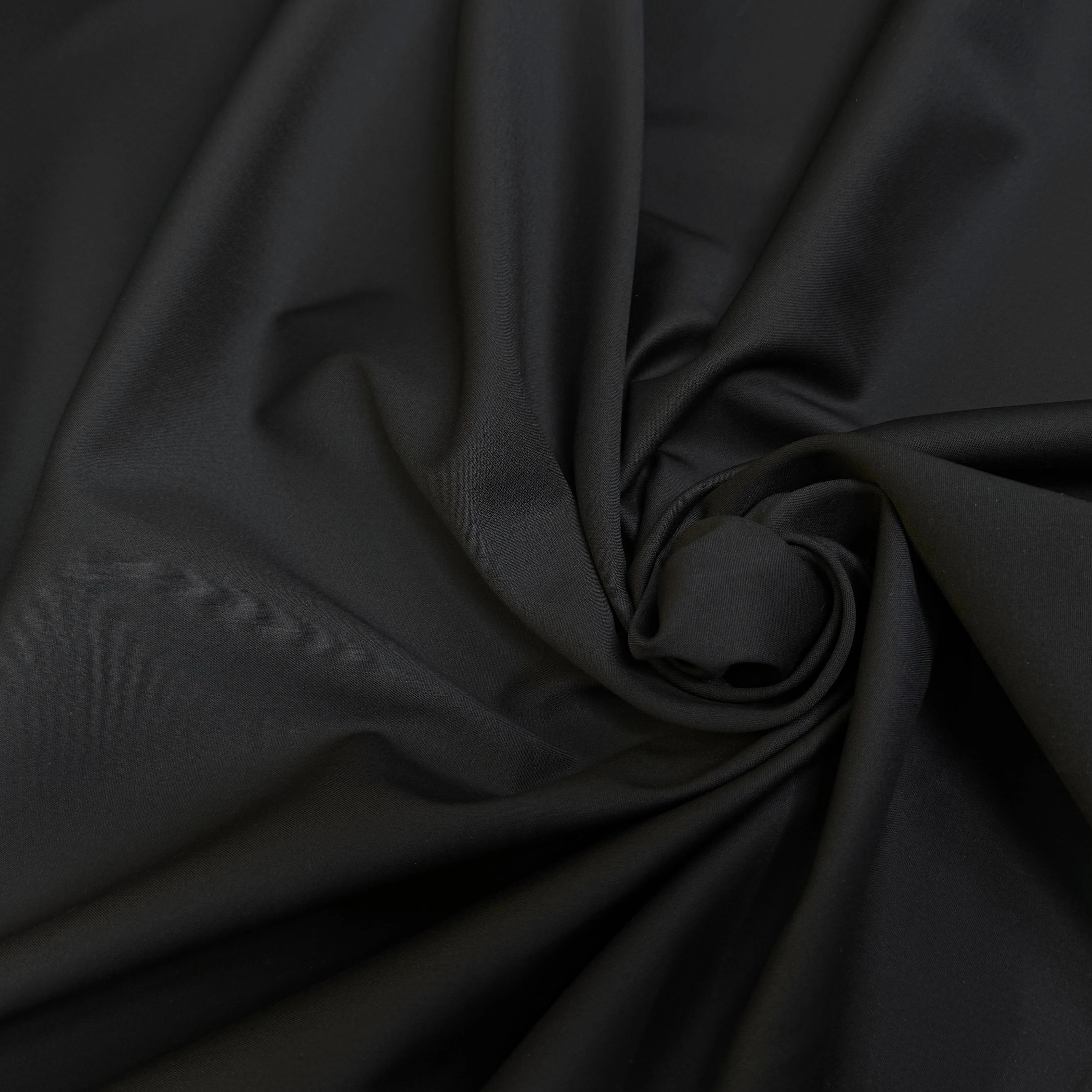 GABARDINE POLYCOTON SATINÉE TOUCHER SOYEUX STRETCH NOIR 48% COTON - My Little Coupon