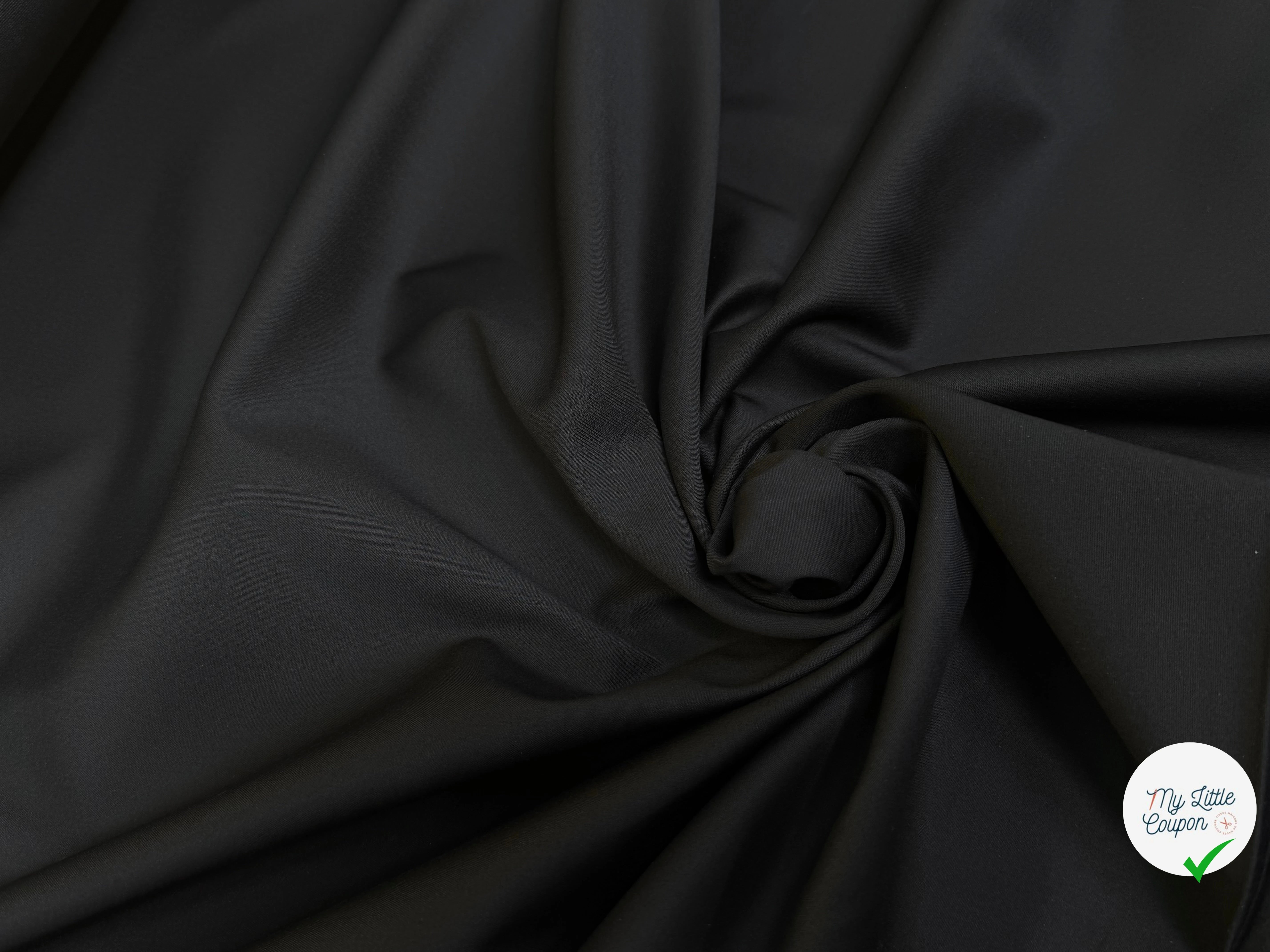 GABARDINE POLYCOTON SATINÉE TOUCHER SOYEUX STRETCH NOIR 48% COTON - My Little Coupon