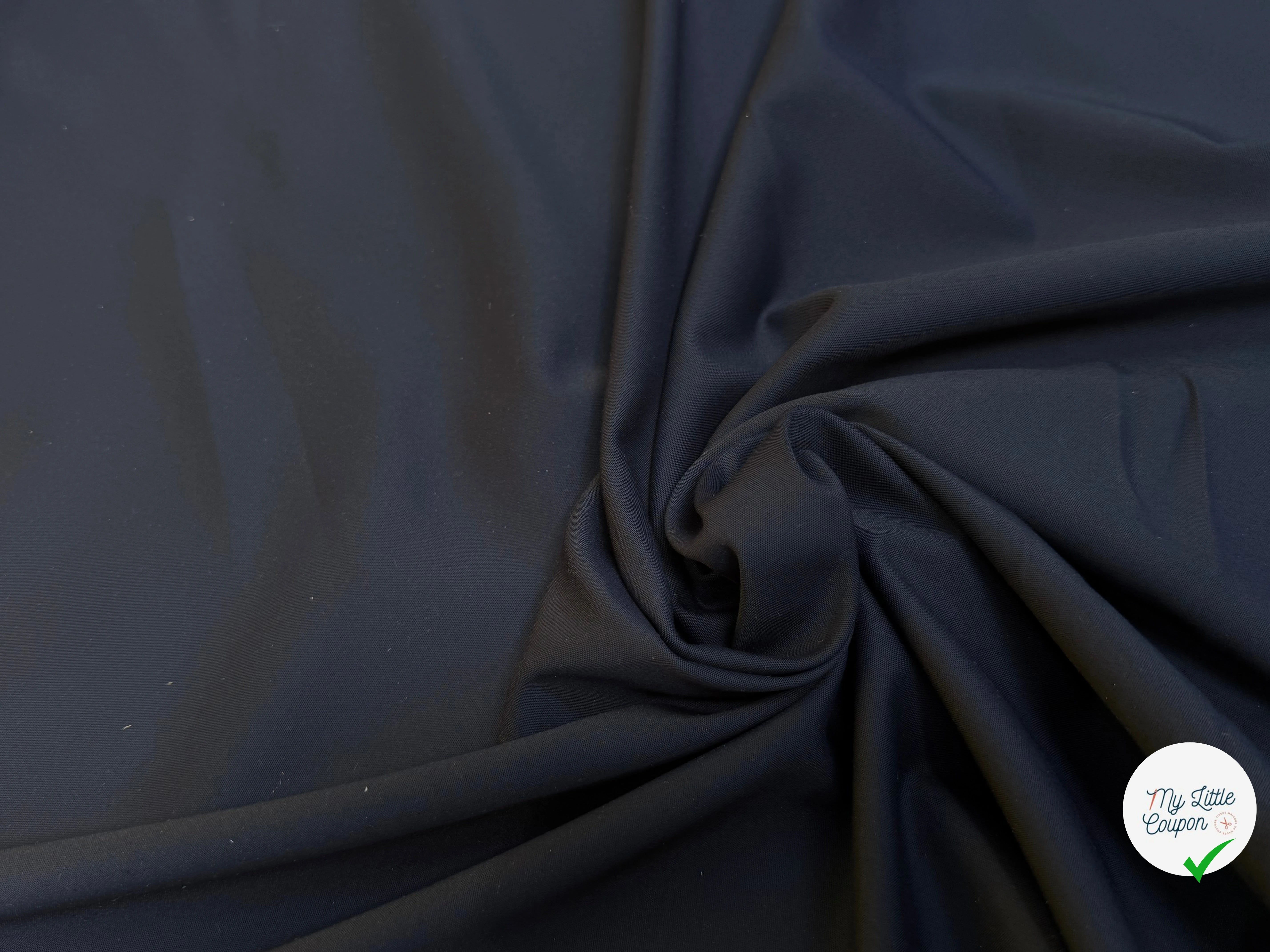GABARDINE POLYCOTON TOUCHER SOYEUX STRETCH BLEU MARINE 51% COTON - My Little Coupon