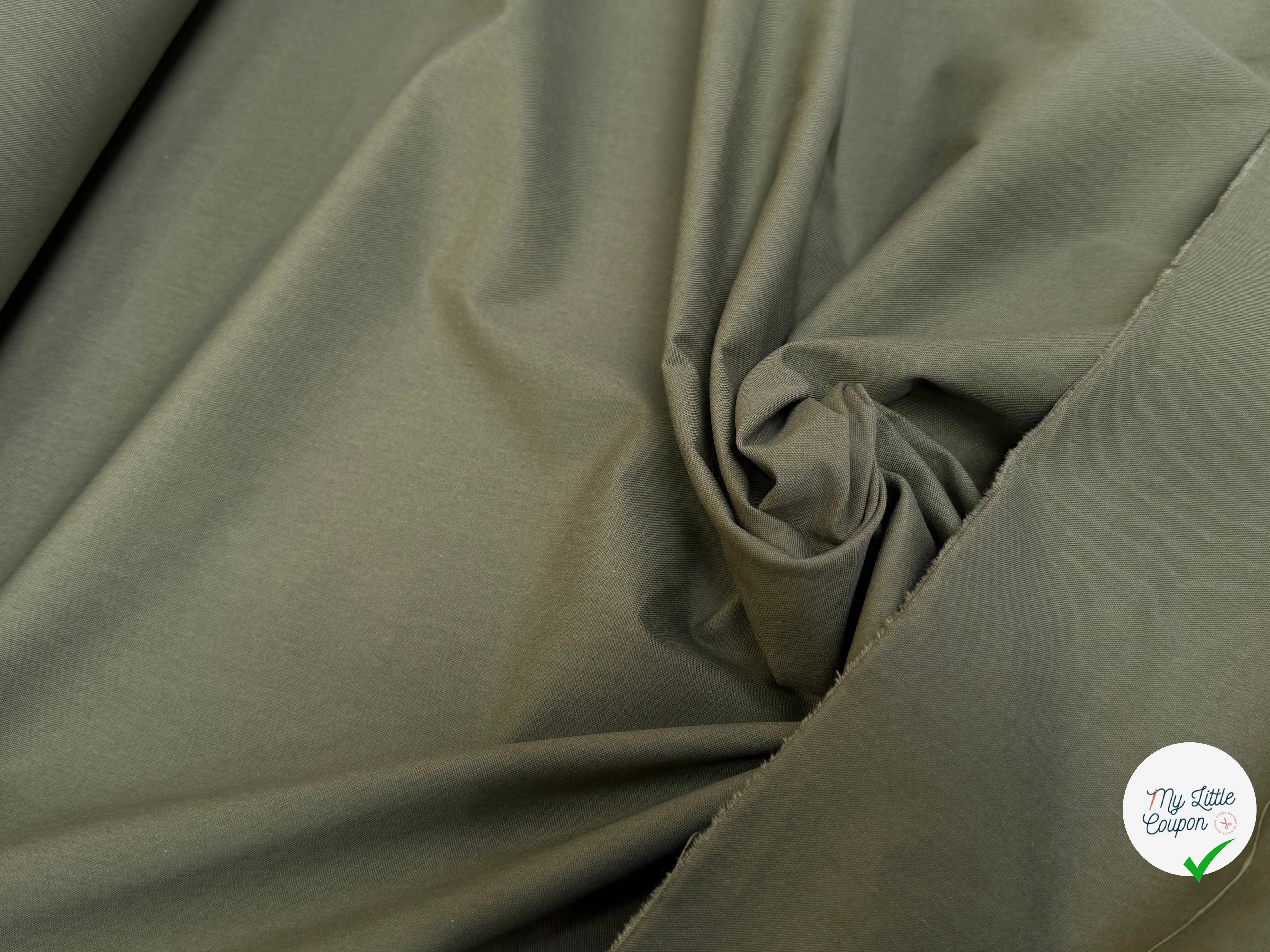 GABARDINE POLYCOTON VERT KAKI TENUE SOYEUSE - My Little Coupon