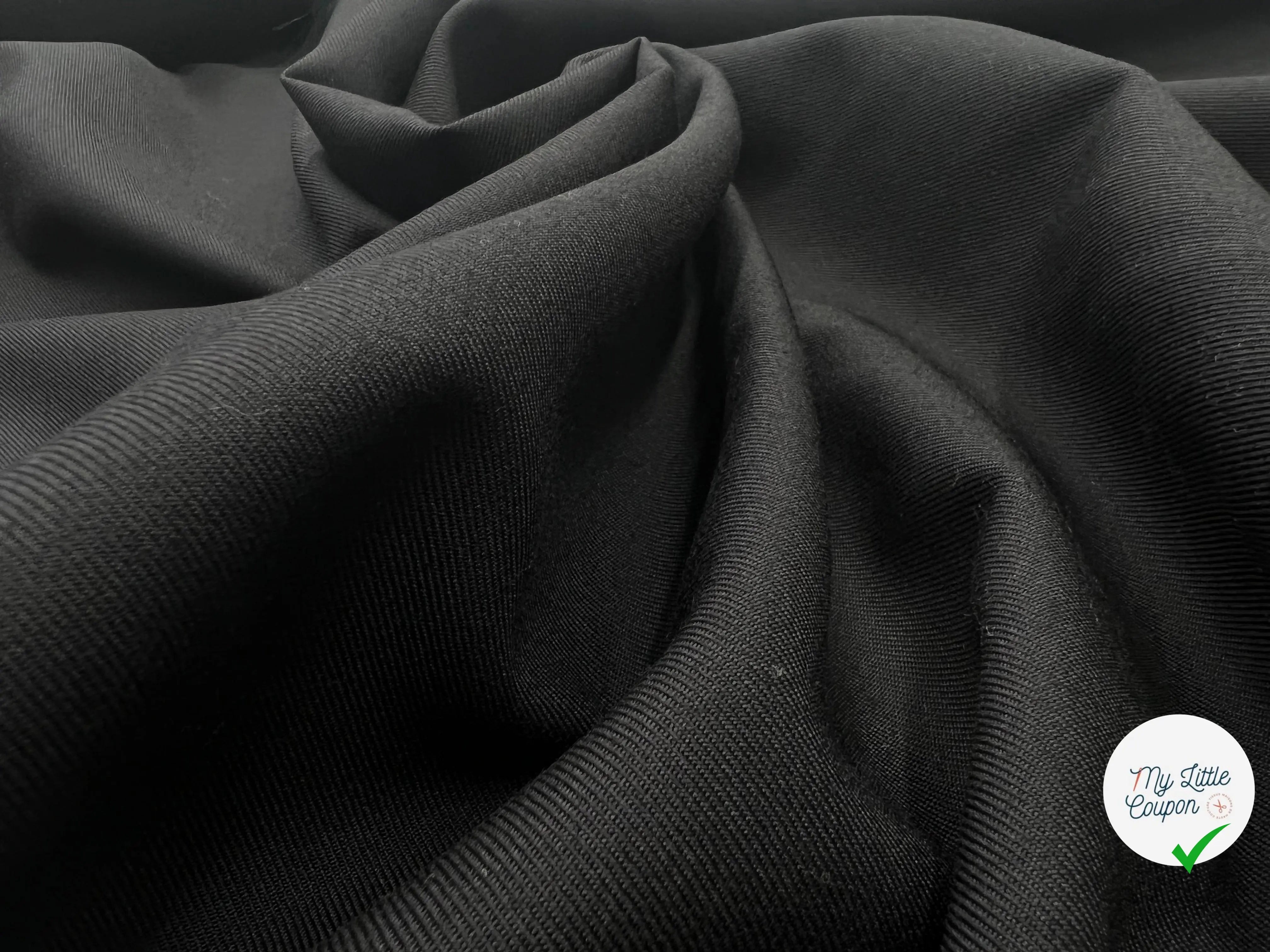 GABARDINE POLYLAINE RIGIDE BLACK - My Little Coupon - tissu - coudre