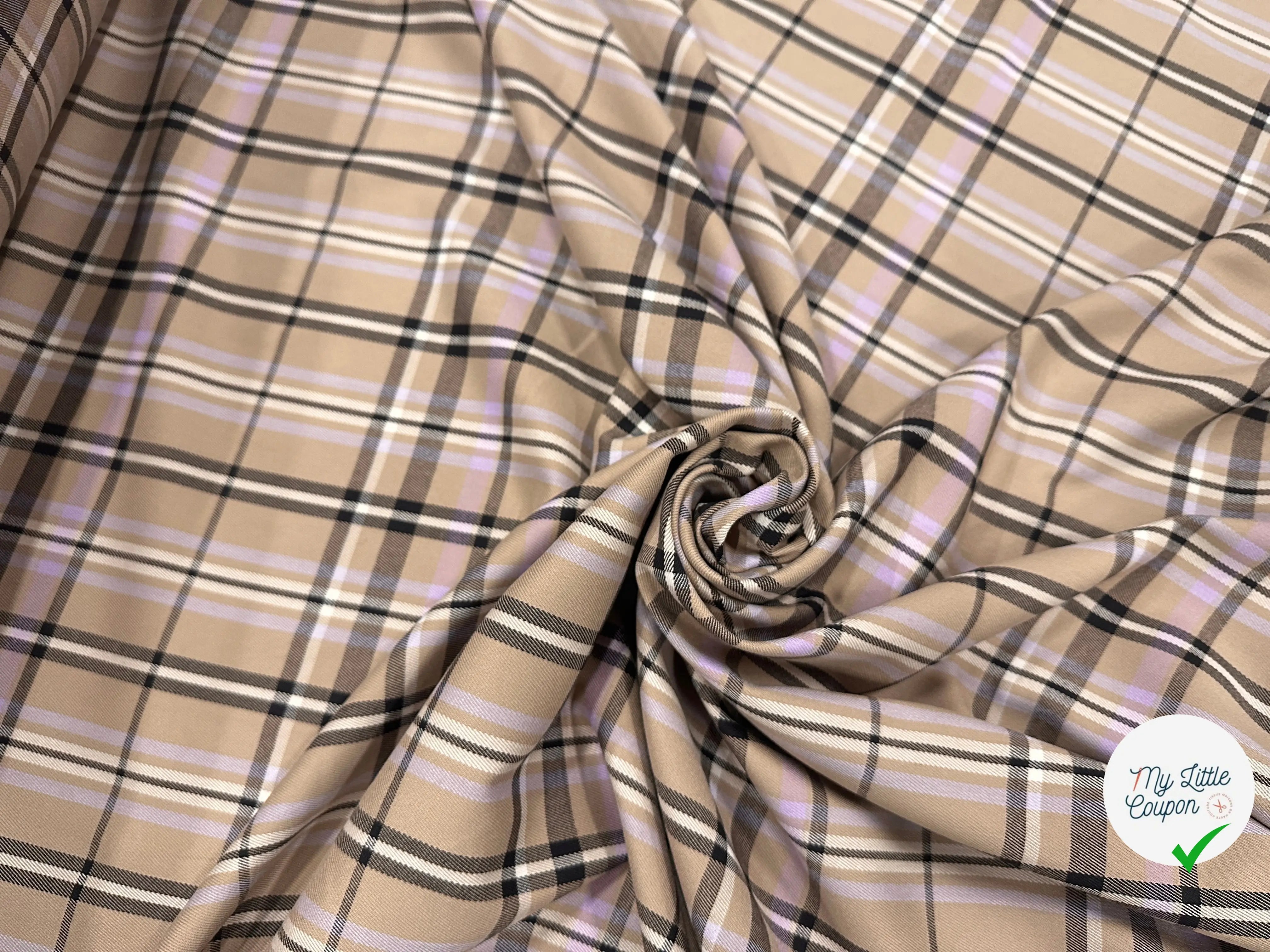 GABARDINE POLYVISCOSE ECOSSAIS STRETCH - My Little Coupon