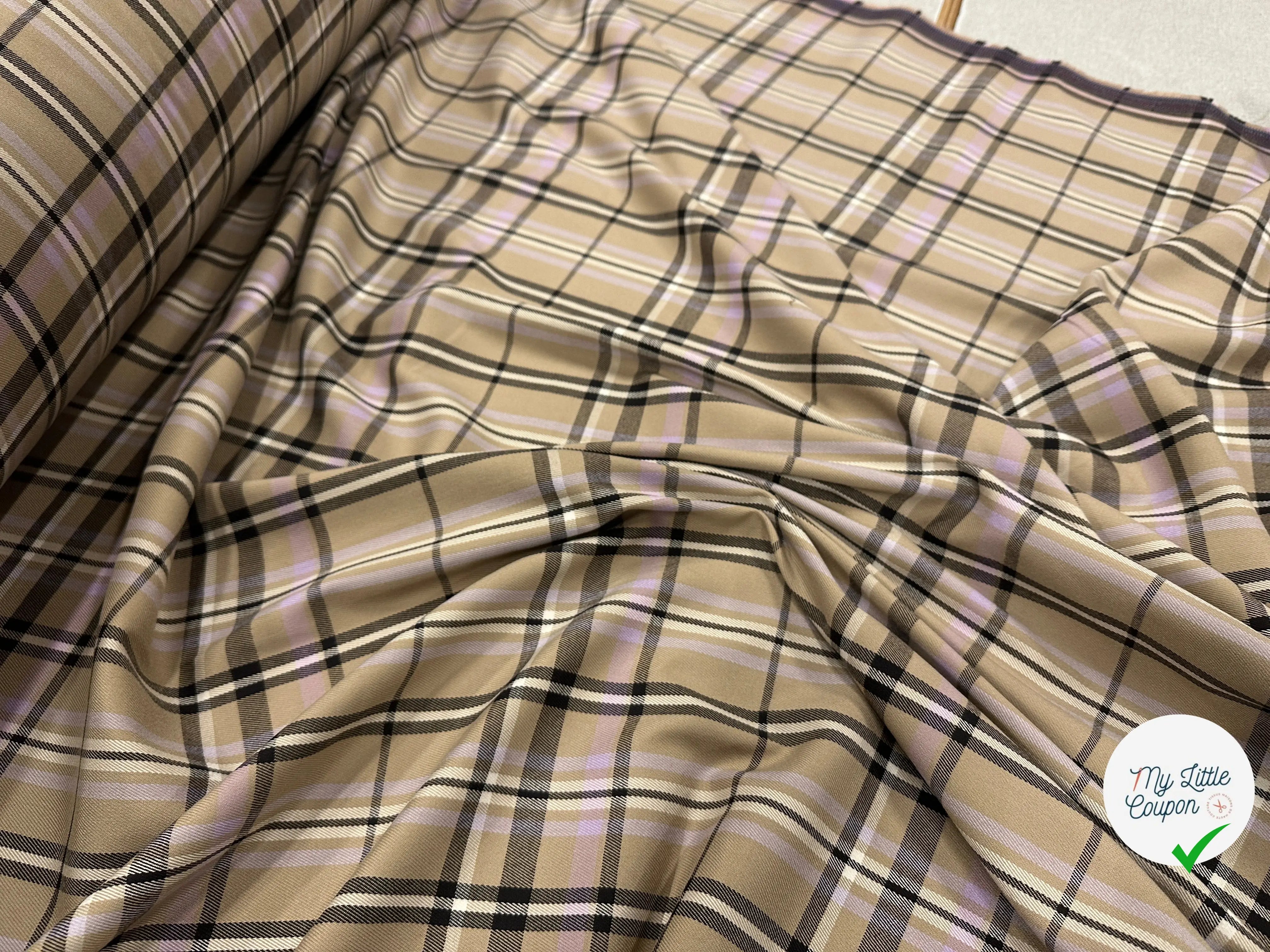 GABARDINE POLYVISCOSE ECOSSAIS STRETCH - My Little Coupon