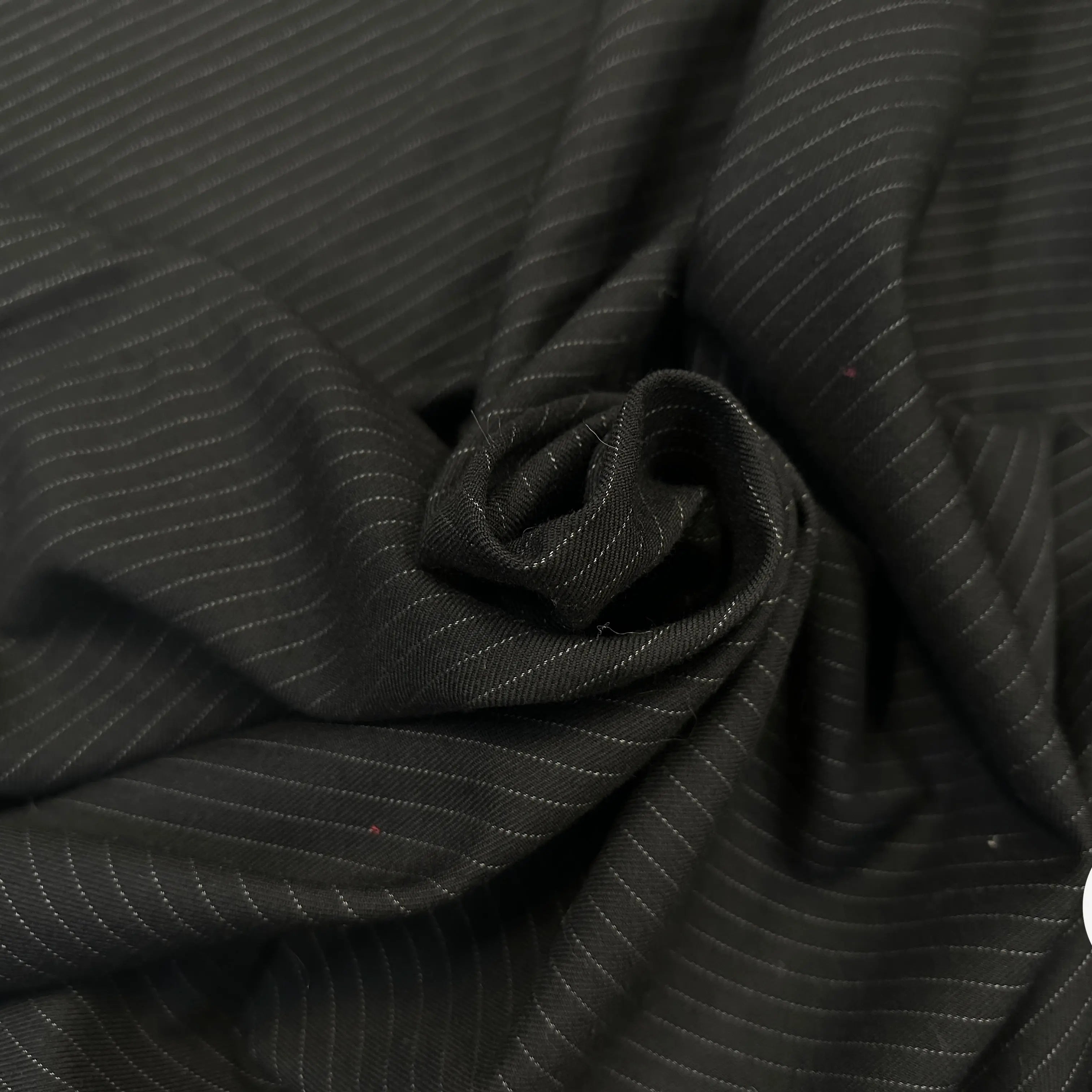 GABARDINE PURE LAINE NOIRE PIN STRIPES GRIS MLC INTERN