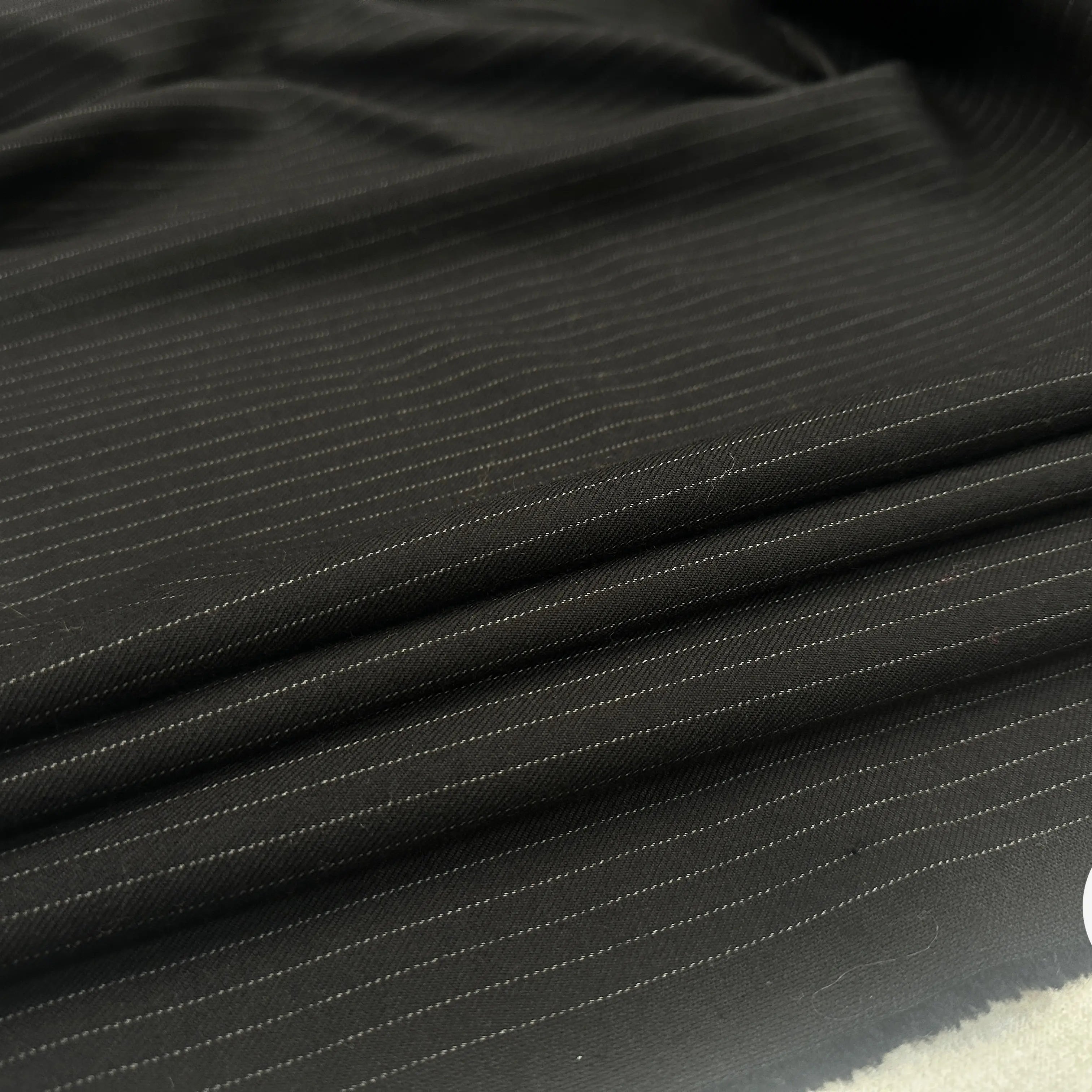 GABARDINE PURE LAINE NOIRE PIN STRIPES GRIS MLC INTERN