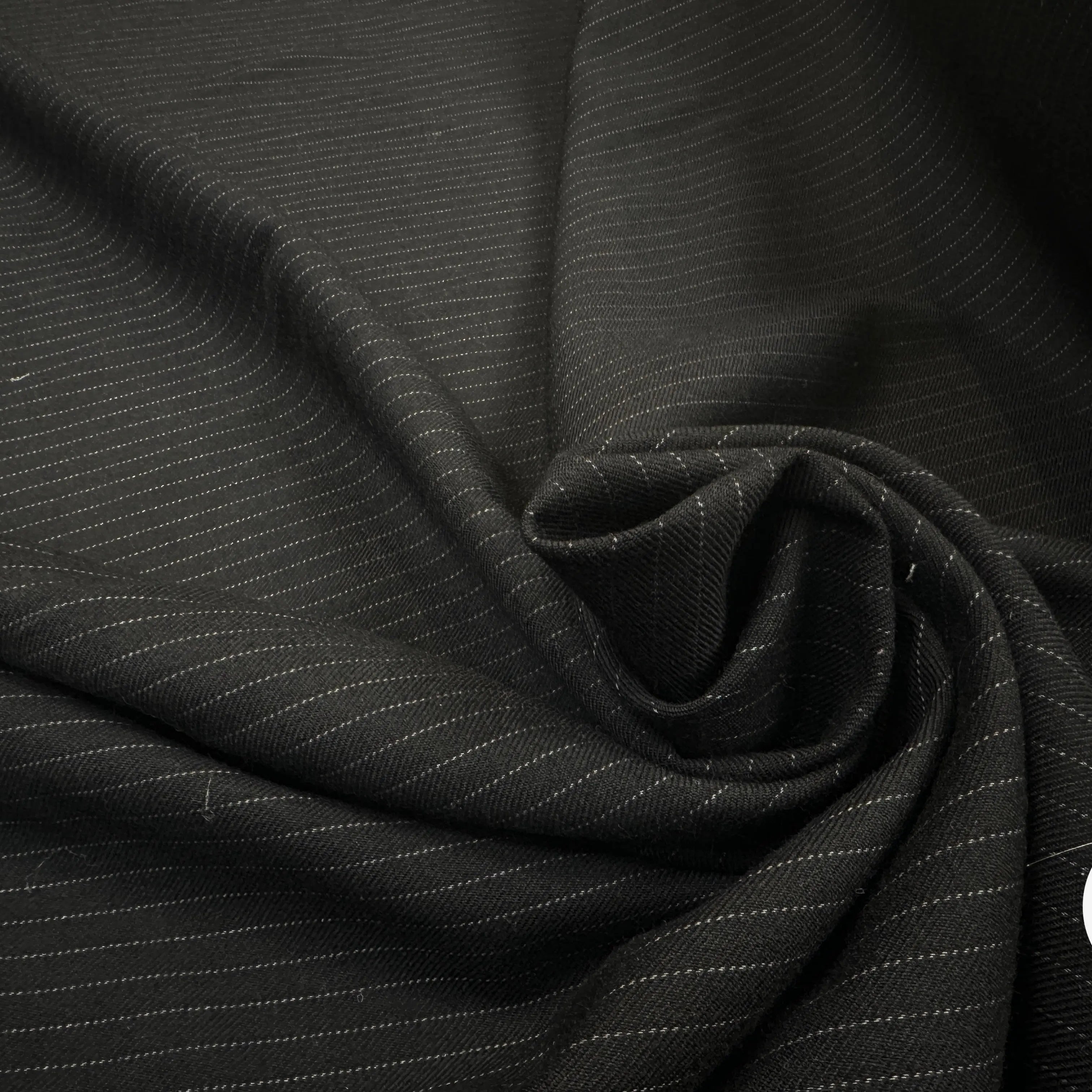 GABARDINE PURE LAINE NOIRE PIN STRIPES GRIS MLC INTERN