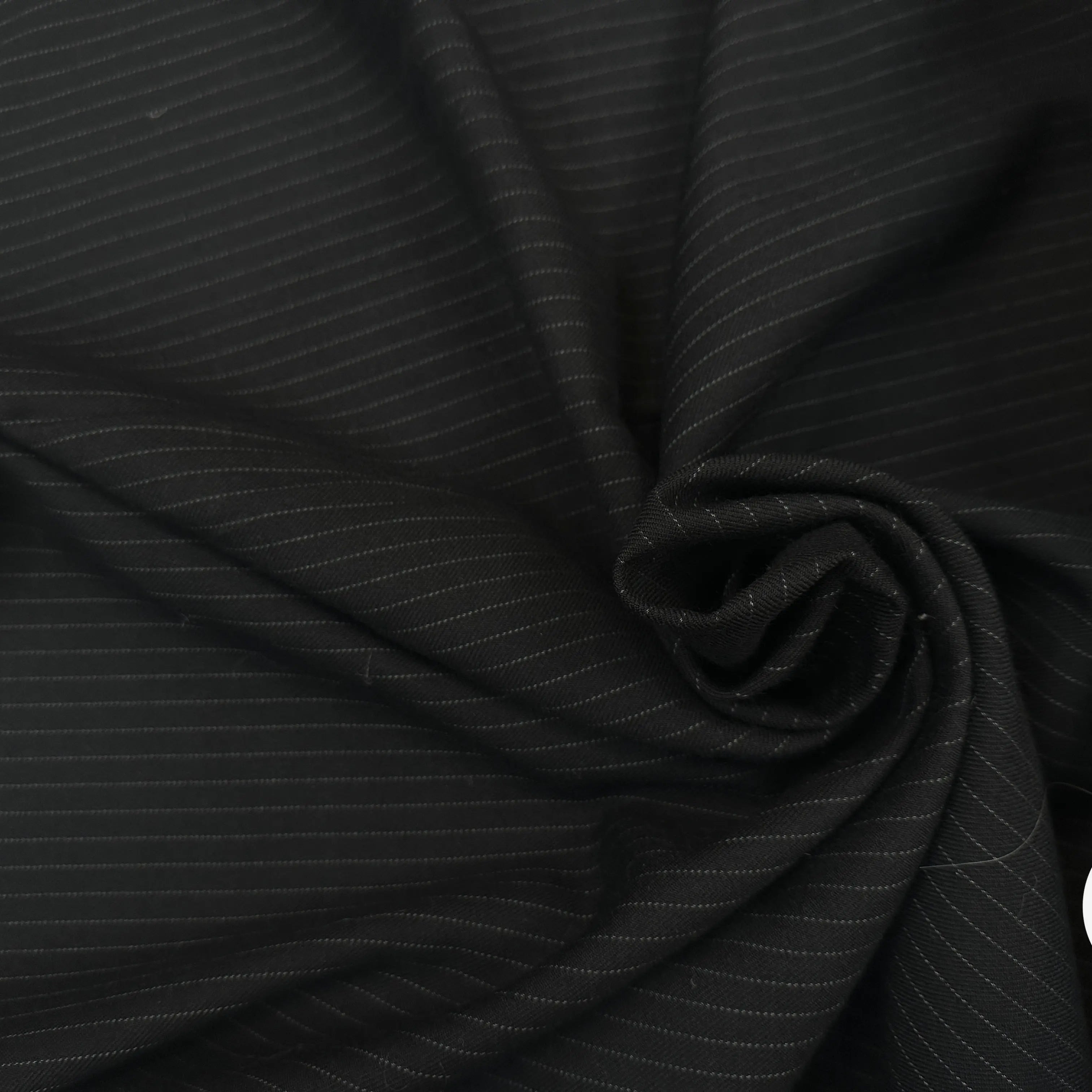 GABARDINE PURE LAINE NOIRE PIN STRIPES GRIS MLC INTERN