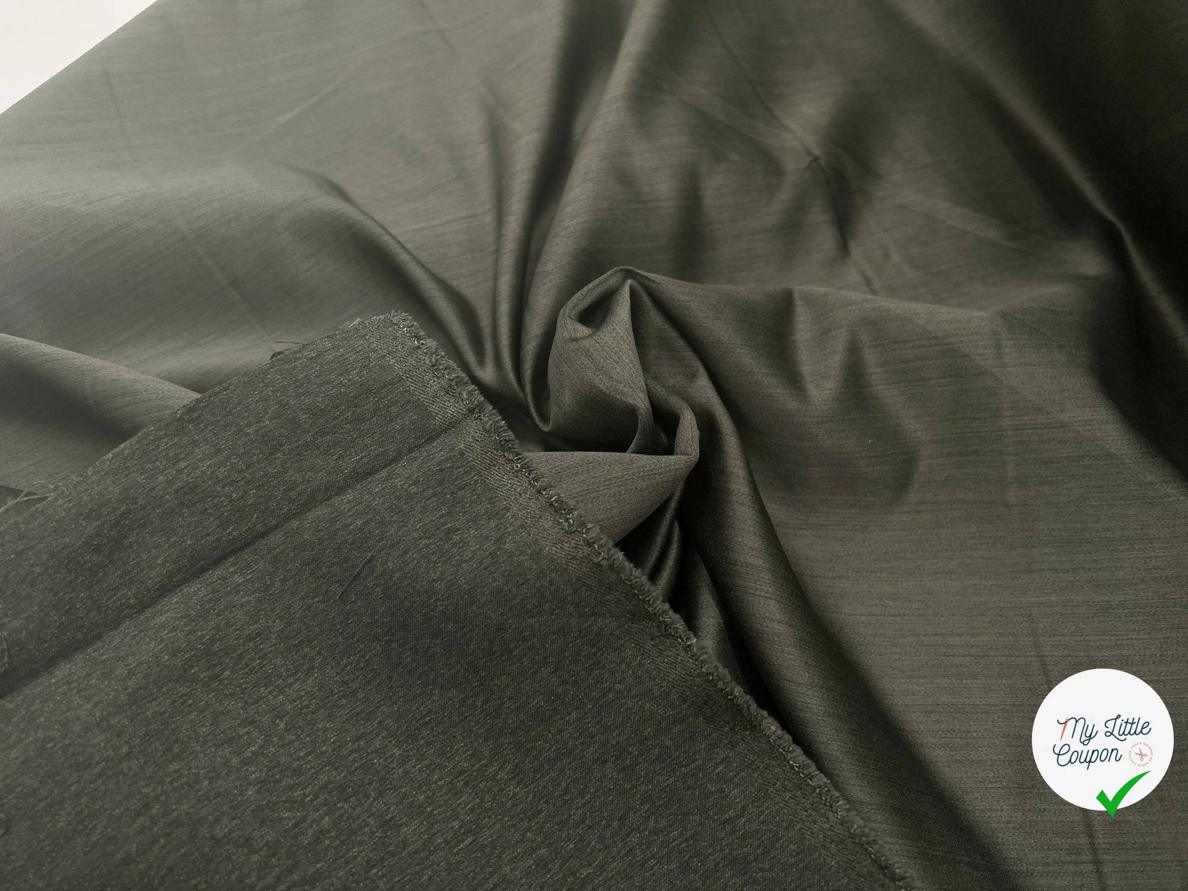 GABARDINE SATINÉE COVER CHINÉ VERT KAKI - My Little Coupon - tissu - coudre