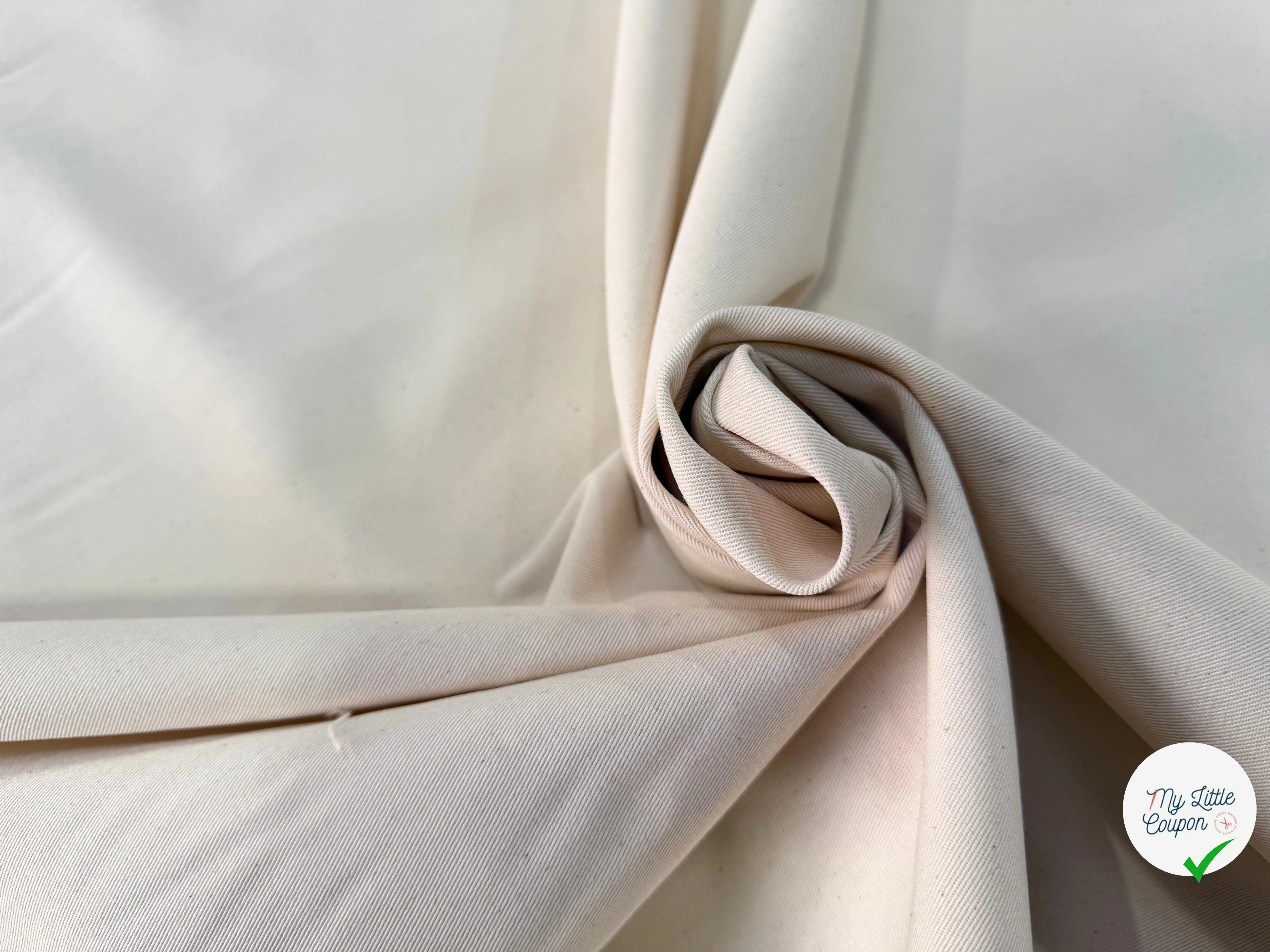 GABARDINE SERGÉE 100% COTON ECRU 801 150 CM - My Little Coupon