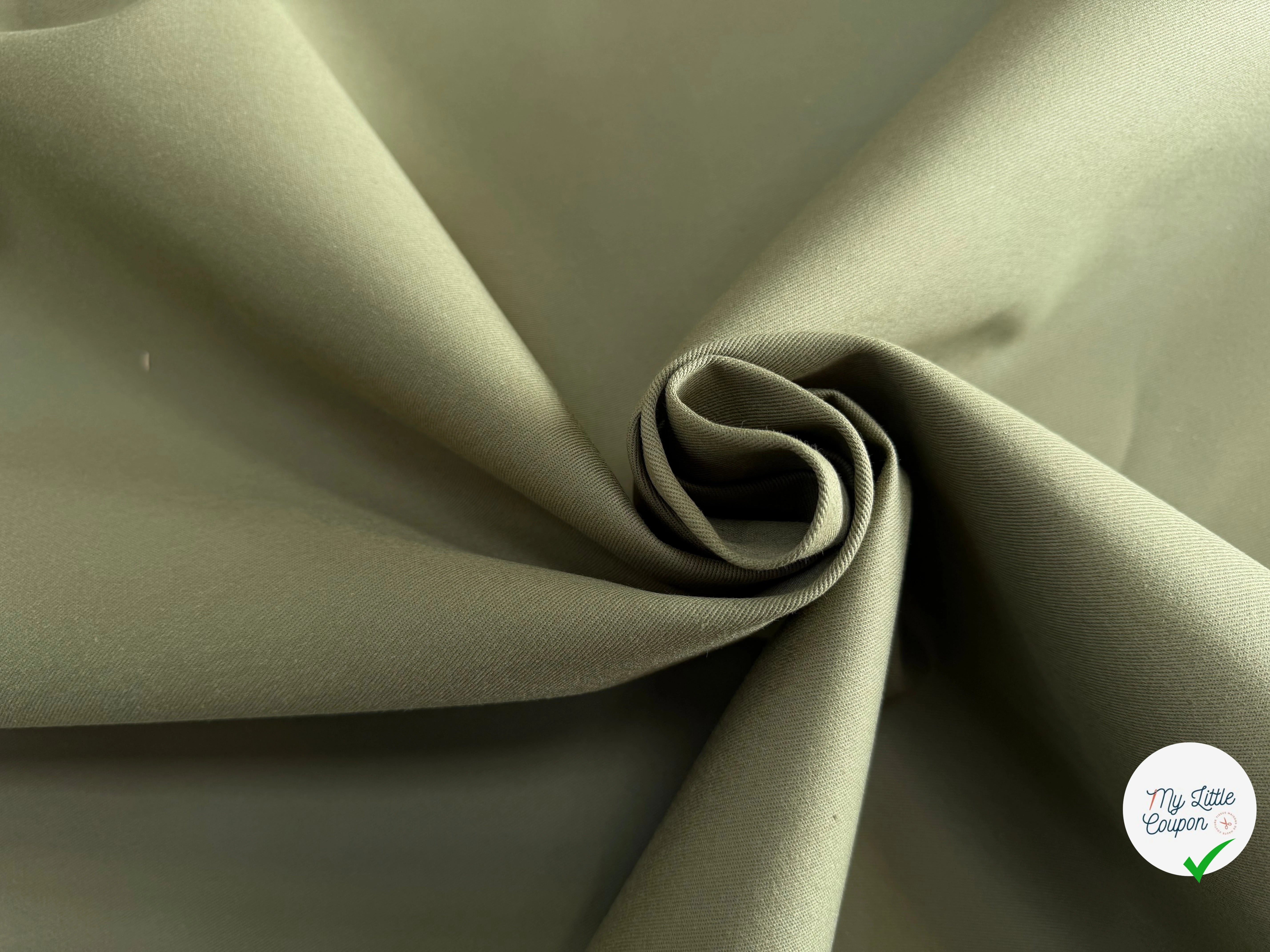 GABARDINE SERGÉE 100% COTON KAKI 842 150 CM - My Little Coupon
