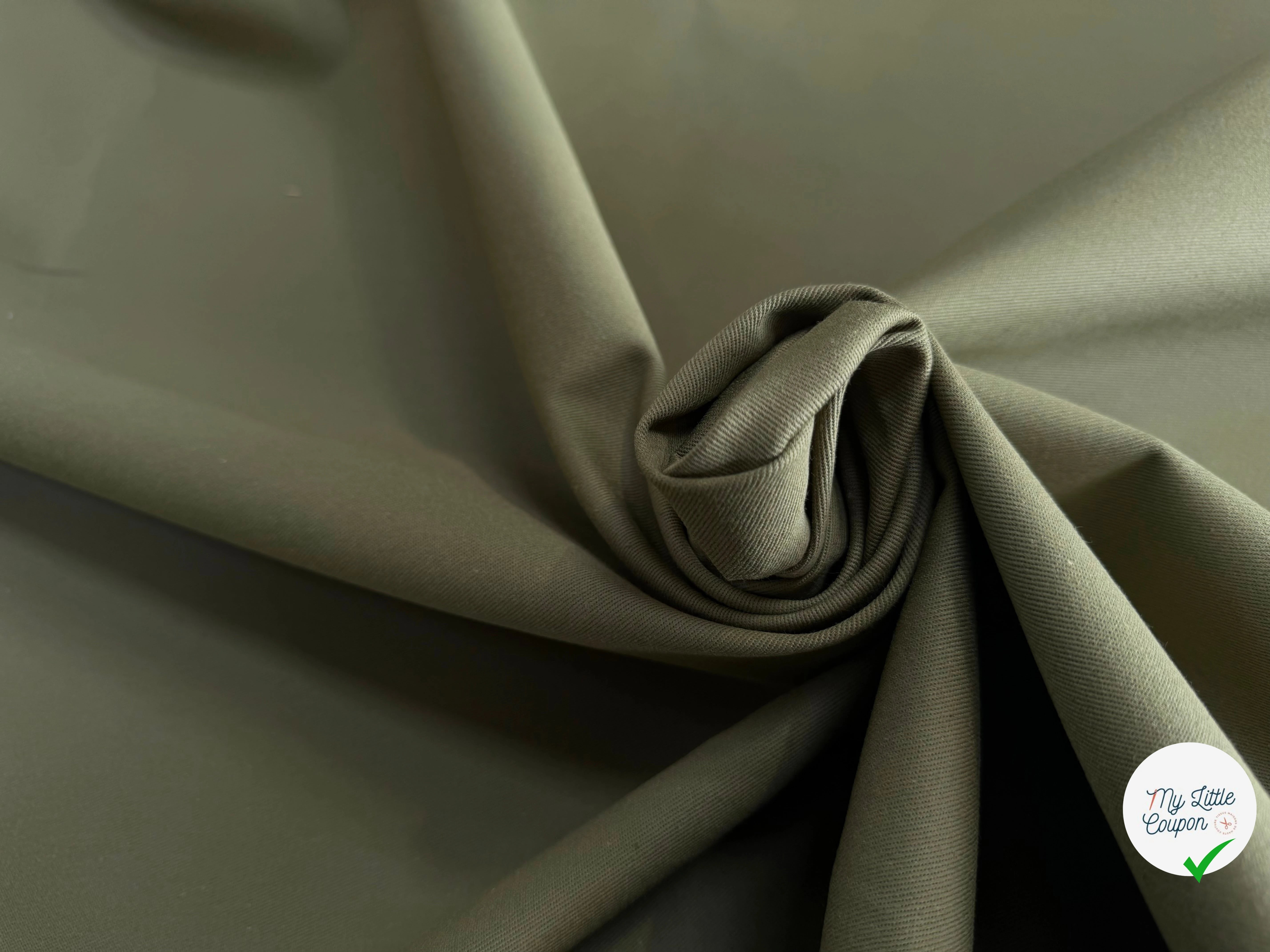 GABARDINE SERGÉE 100% COTON KAKI 842 150 CM - My Little Coupon
