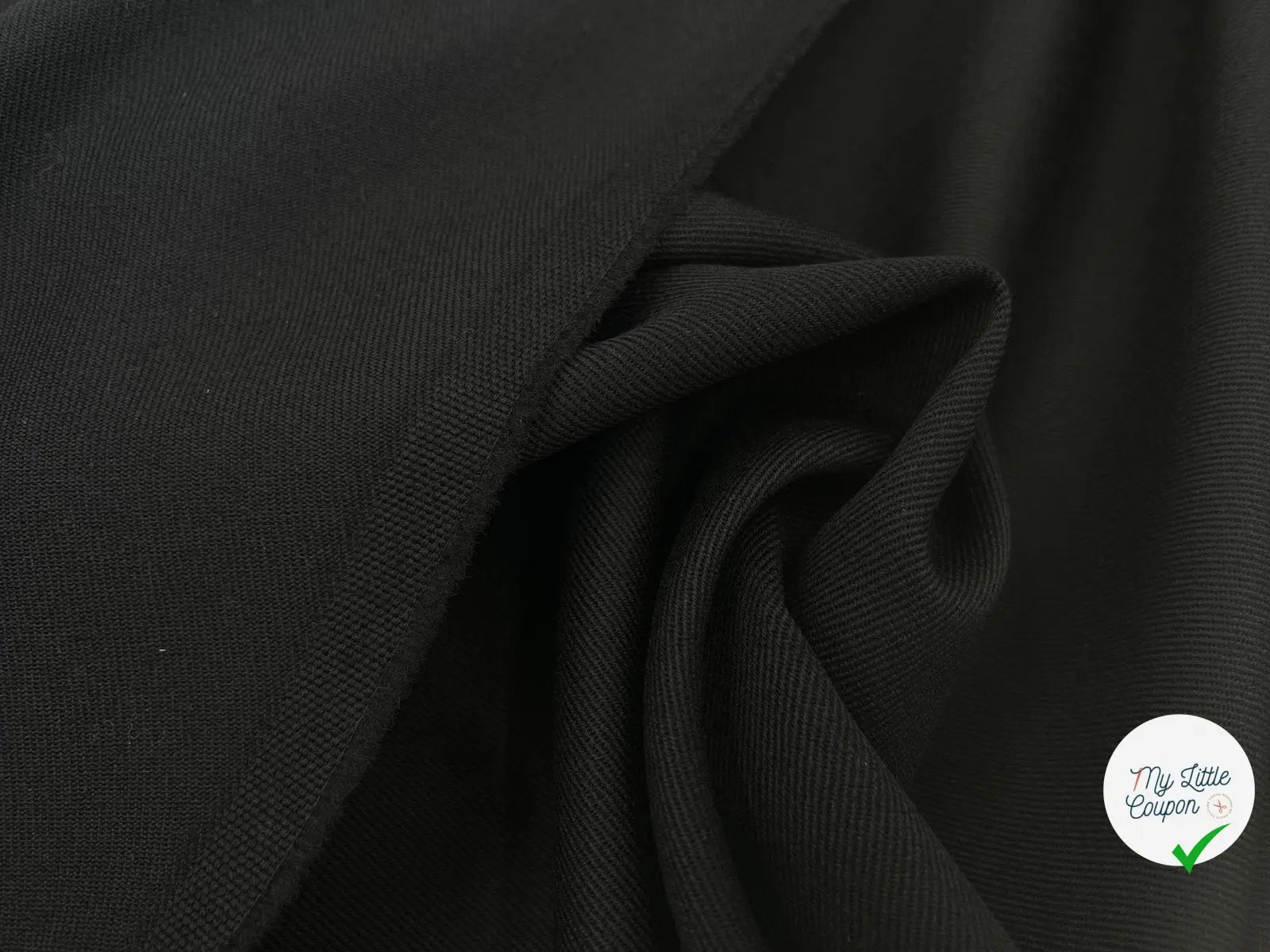 GABARDINE SERGÉE CÔTE 3 ET 1 NOIRE PURE LAINE - My Little Coupon - tissu - coudre
