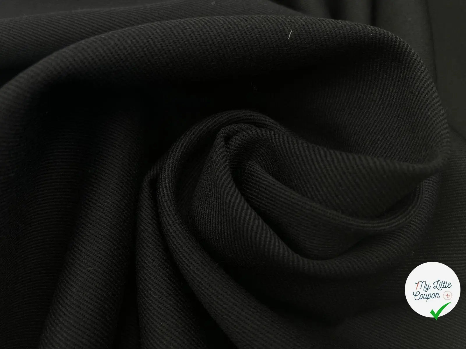 GABARDINE SERGÉE CÔTE 3 ET 1 NOIRE PURE LAINE - My Little Coupon - tissu - coudre