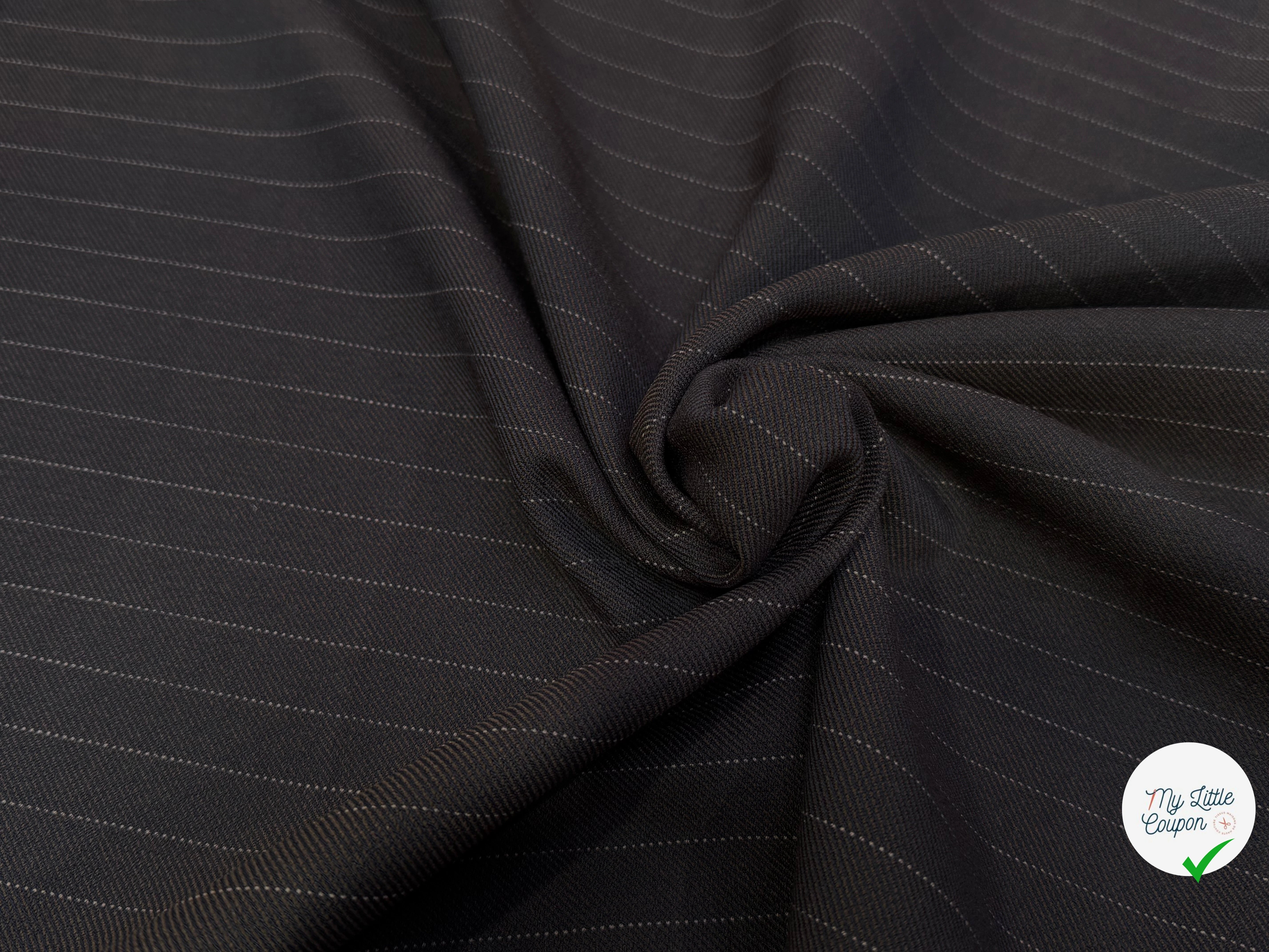 GABARDINE SRETCH POYCOTON MARRON CHICS RAYURES VERTICALES - My Little Coupon