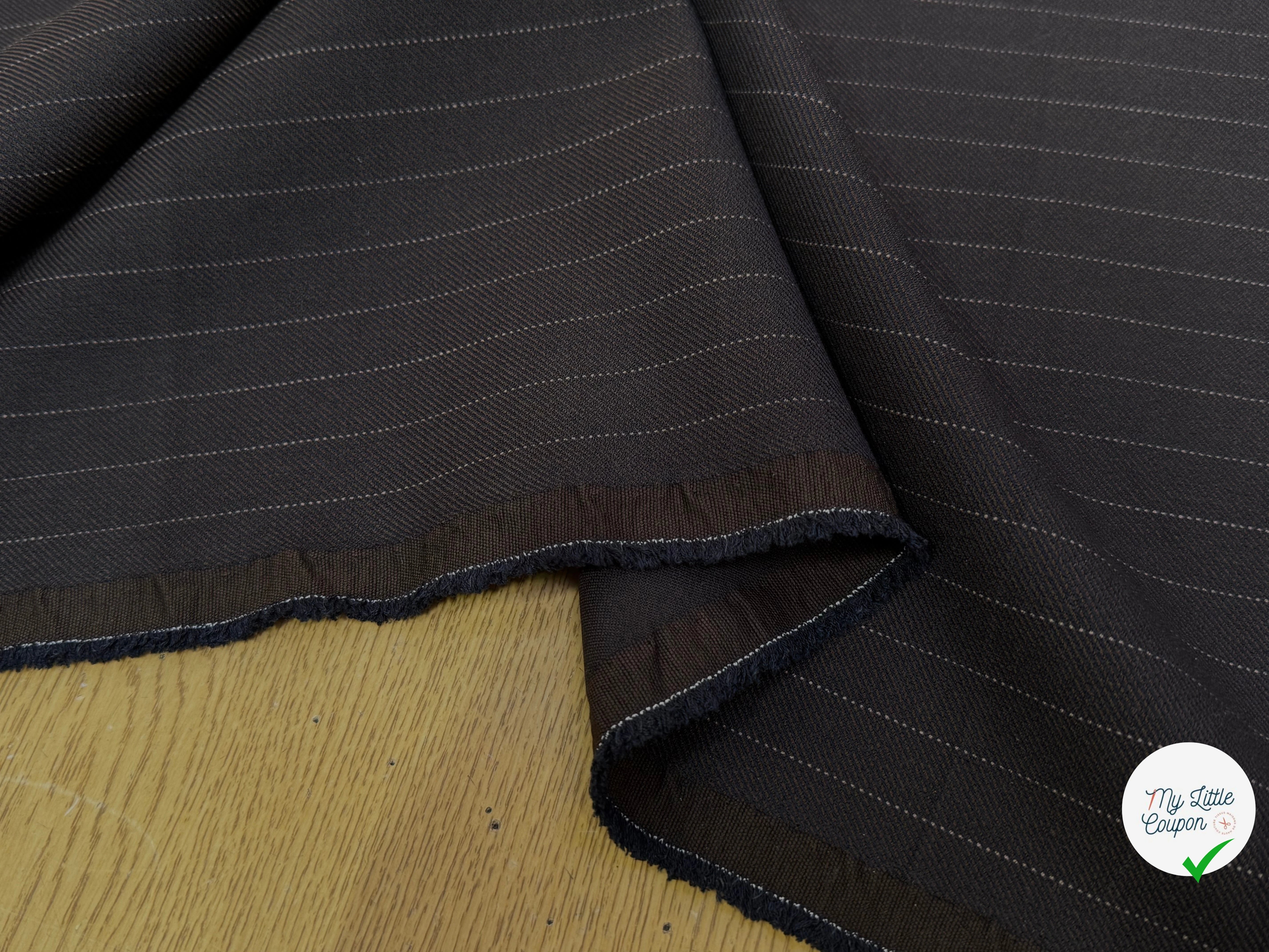 GABARDINE SRETCH POYCOTON MARRON CHICS RAYURES VERTICALES - My Little Coupon
