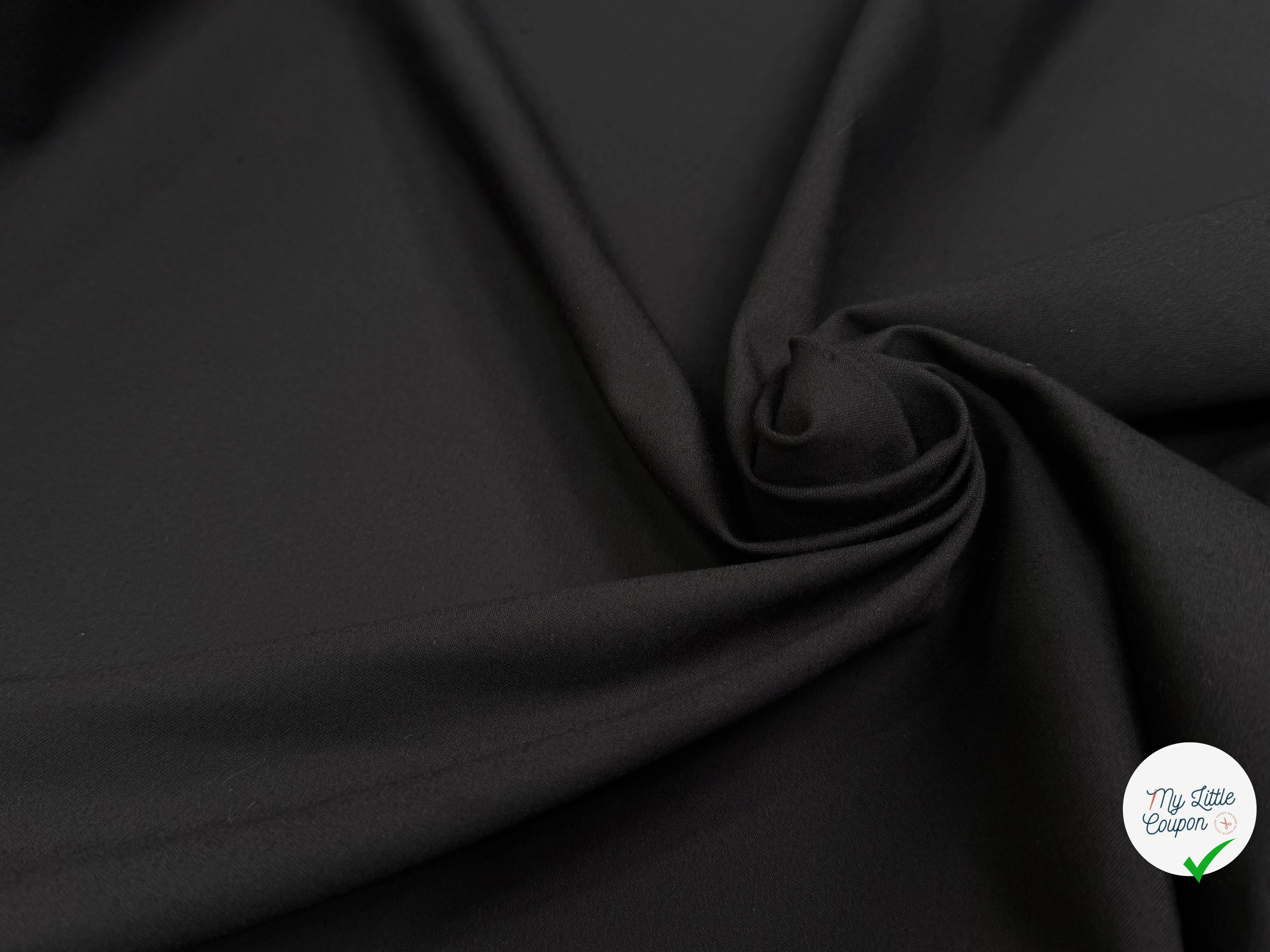 GABARDINE STRETCH POLYVISCOSE UNI GRATTÉE NOIR - My Little Coupon