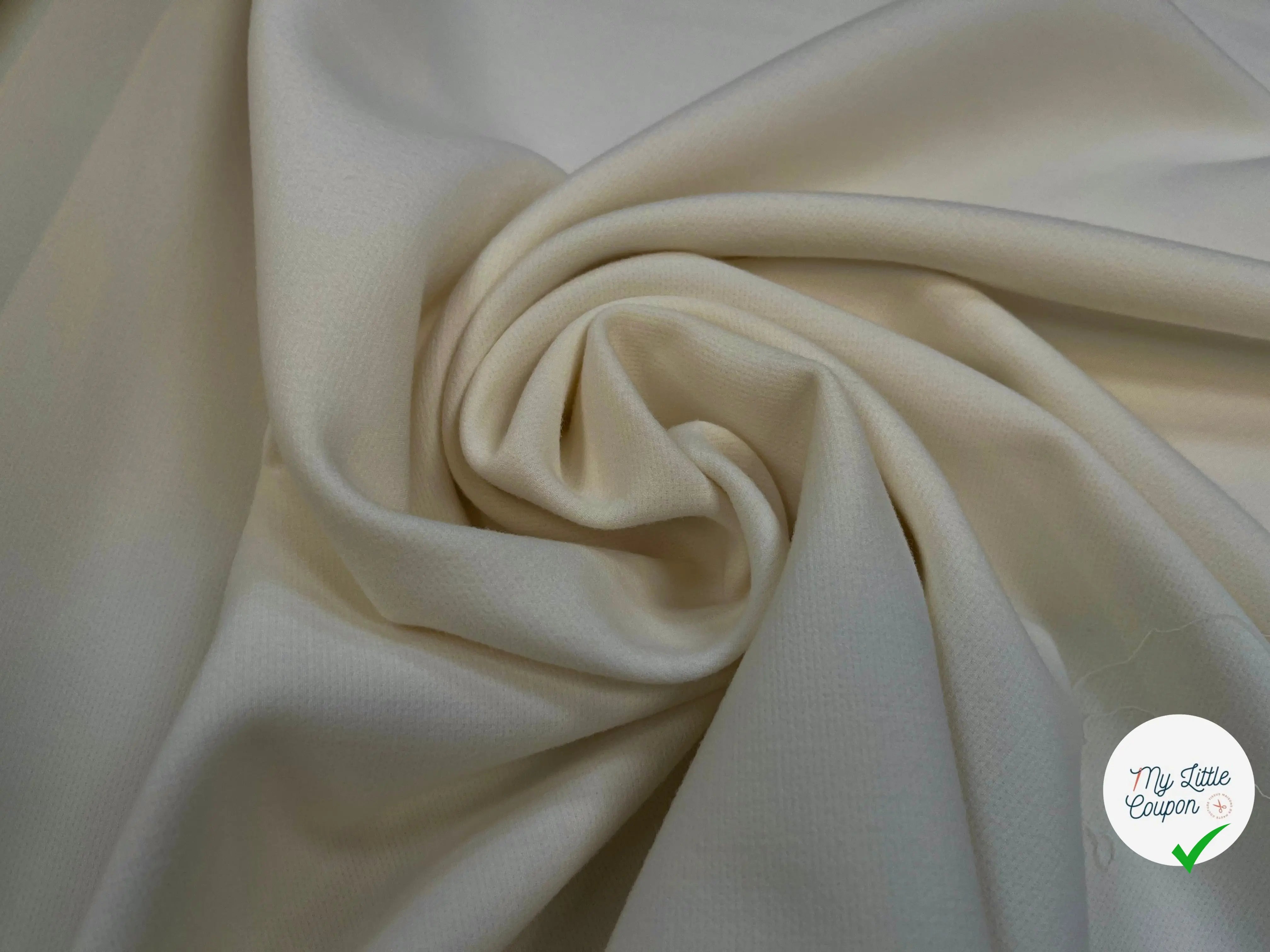 GABARDINE STRETCH VISCOSE LAINE ECRU ITALIENNE - My Little Coupon