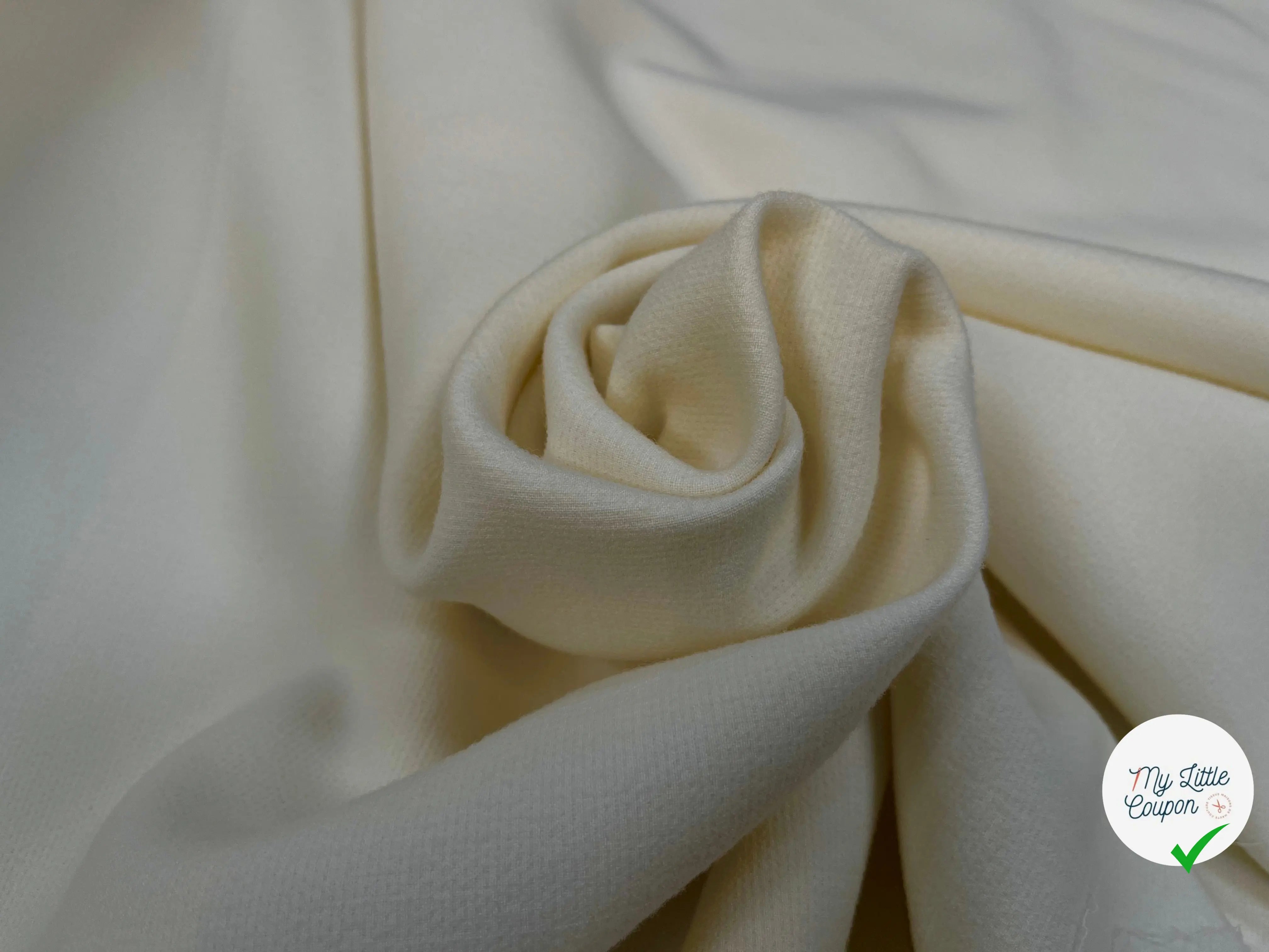 GABARDINE STRETCH VISCOSE LAINE ECRU ITALIENNE - My Little Coupon