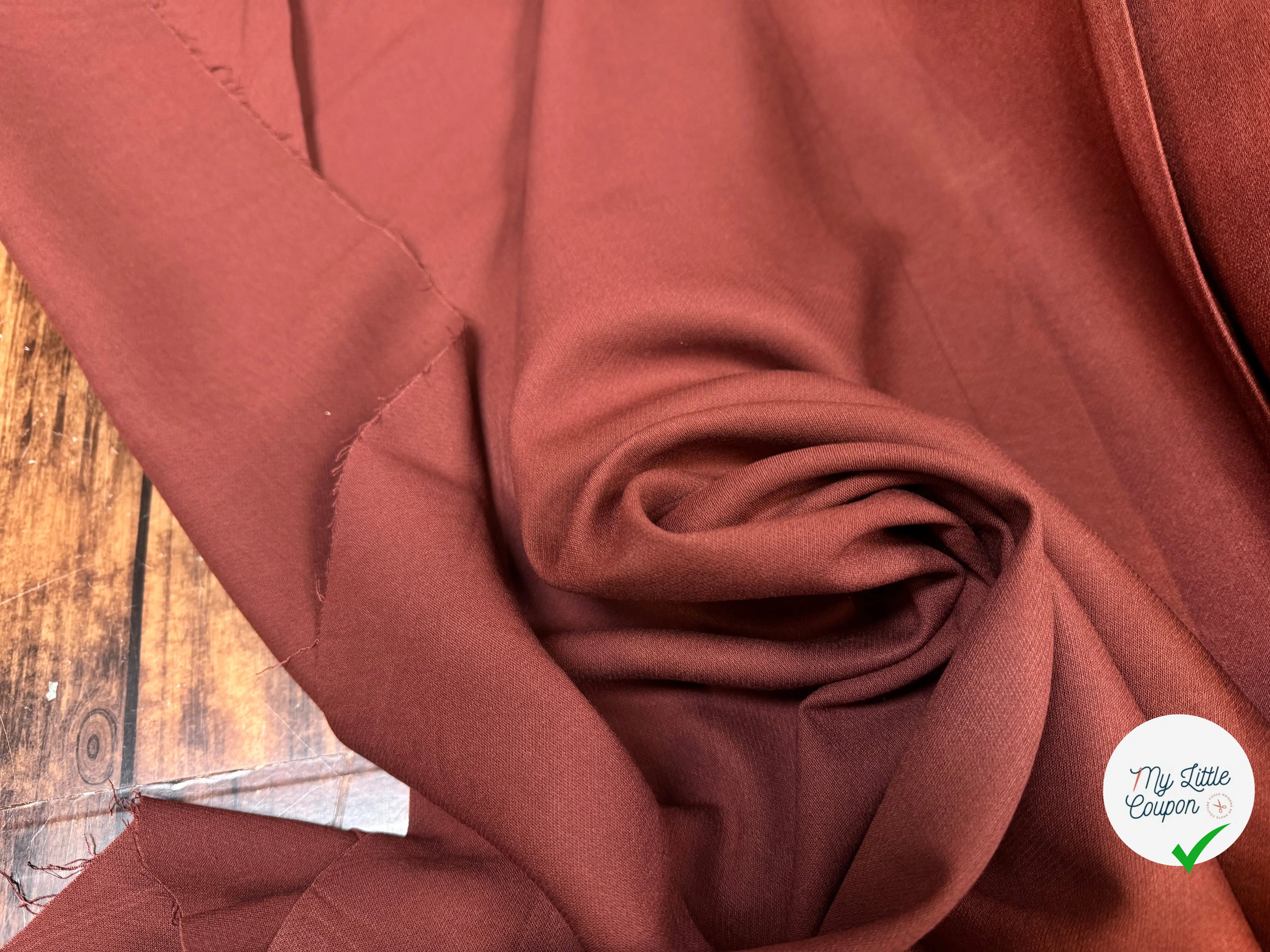 GABARDINE STRETCH VISCOSE LAINE VIERGE CHÂTAIGNE - My Little Coupon
