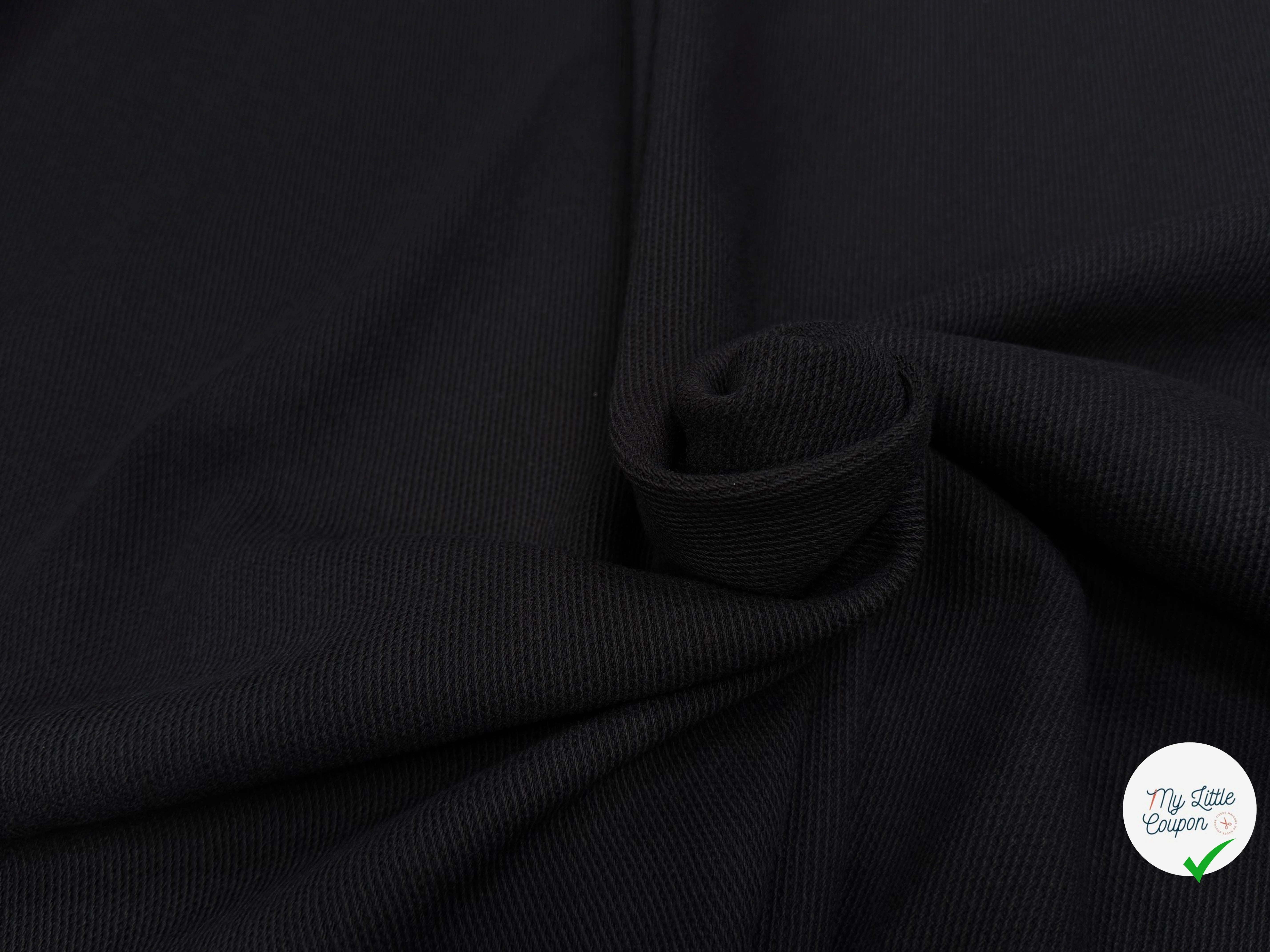 GABARDINE STRIÉE COTON TOMBÉ LOURD LÉGÈREMETN STRETCH NOIR - My Little Coupon