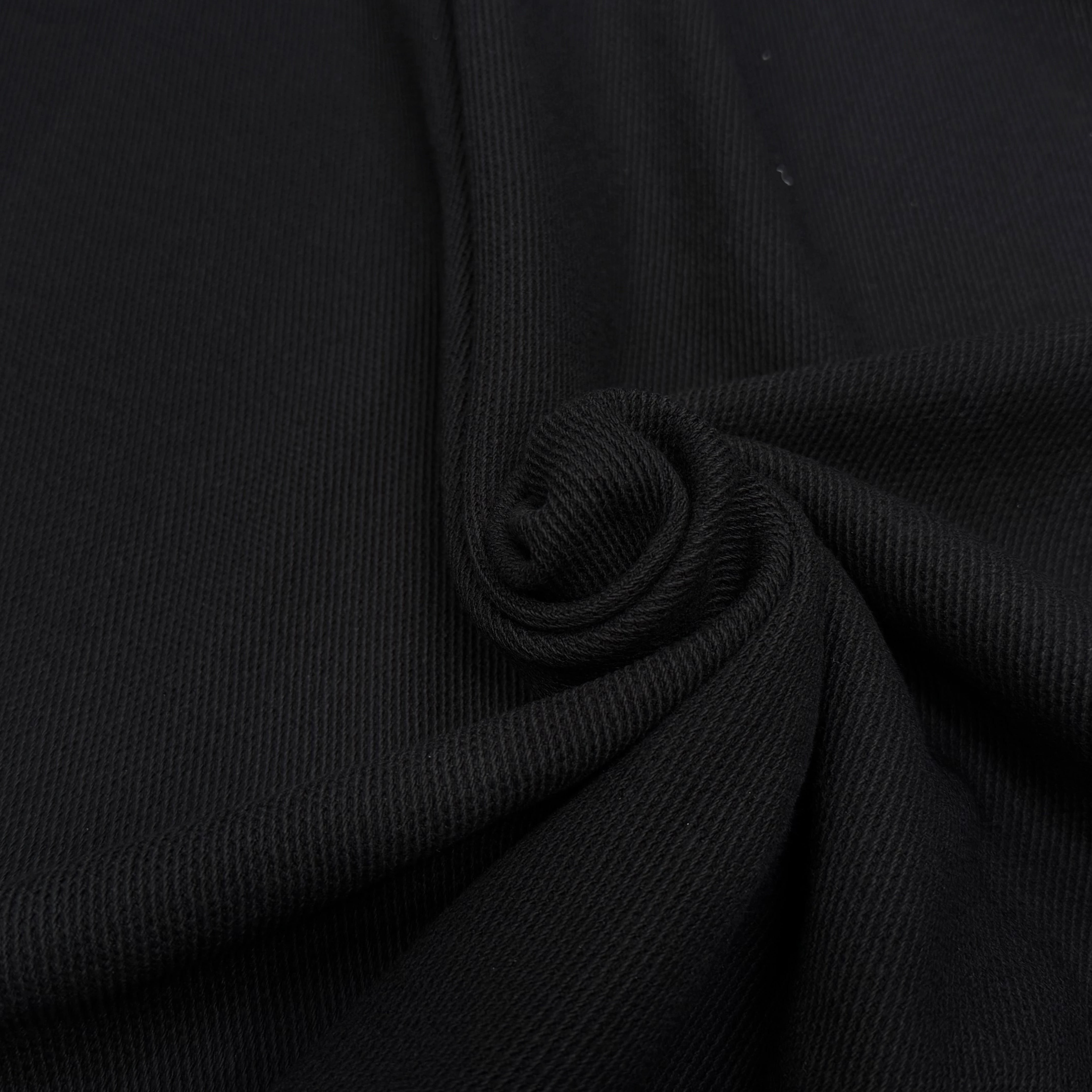 GABARDINE STRIÉE COTON TOMBÉ LOURD LÉGÈREMETN STRETCH NOIR - My Little Coupon