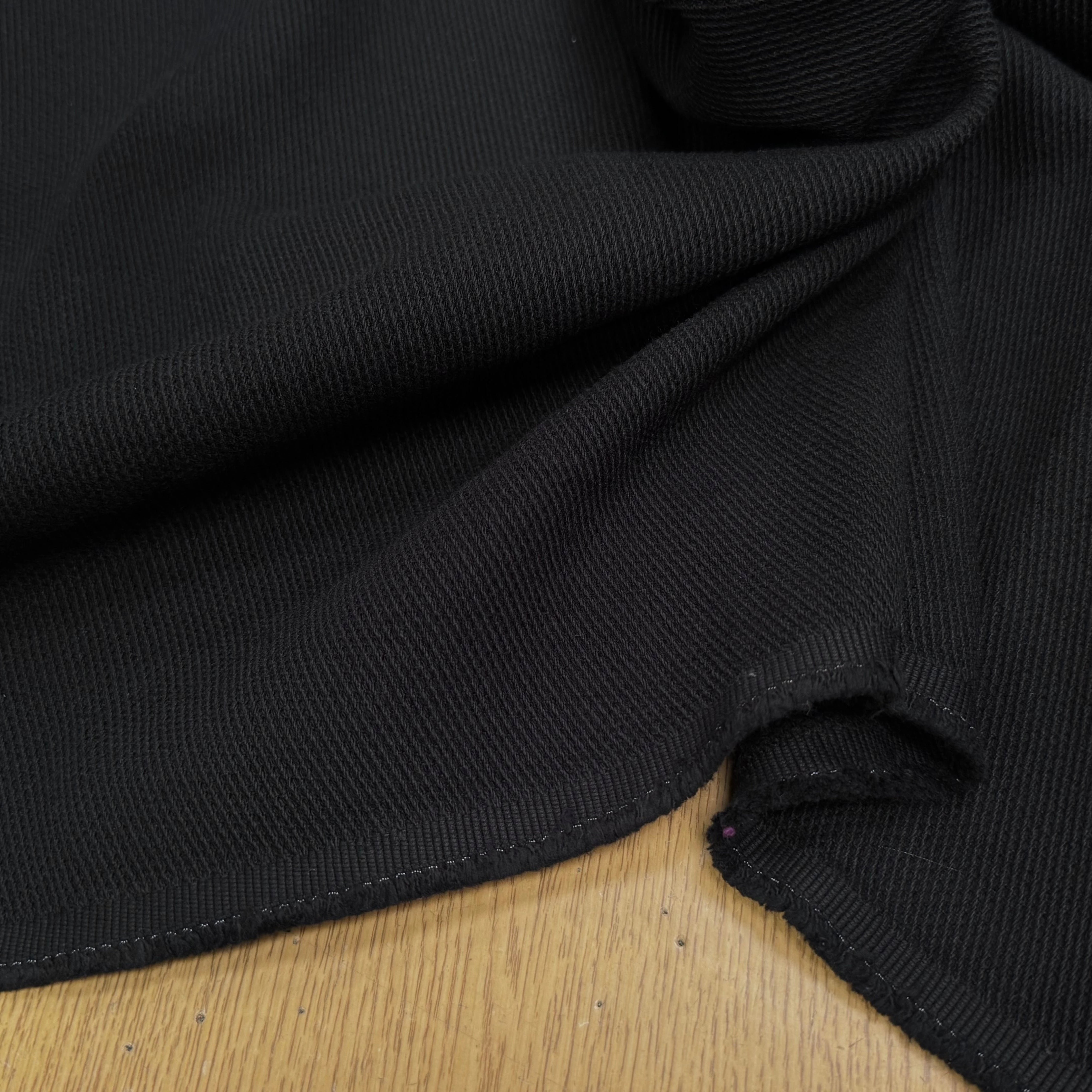 GABARDINE STRIÉE COTON TOMBÉ LOURD LÉGÈREMETN STRETCH NOIR - My Little Coupon