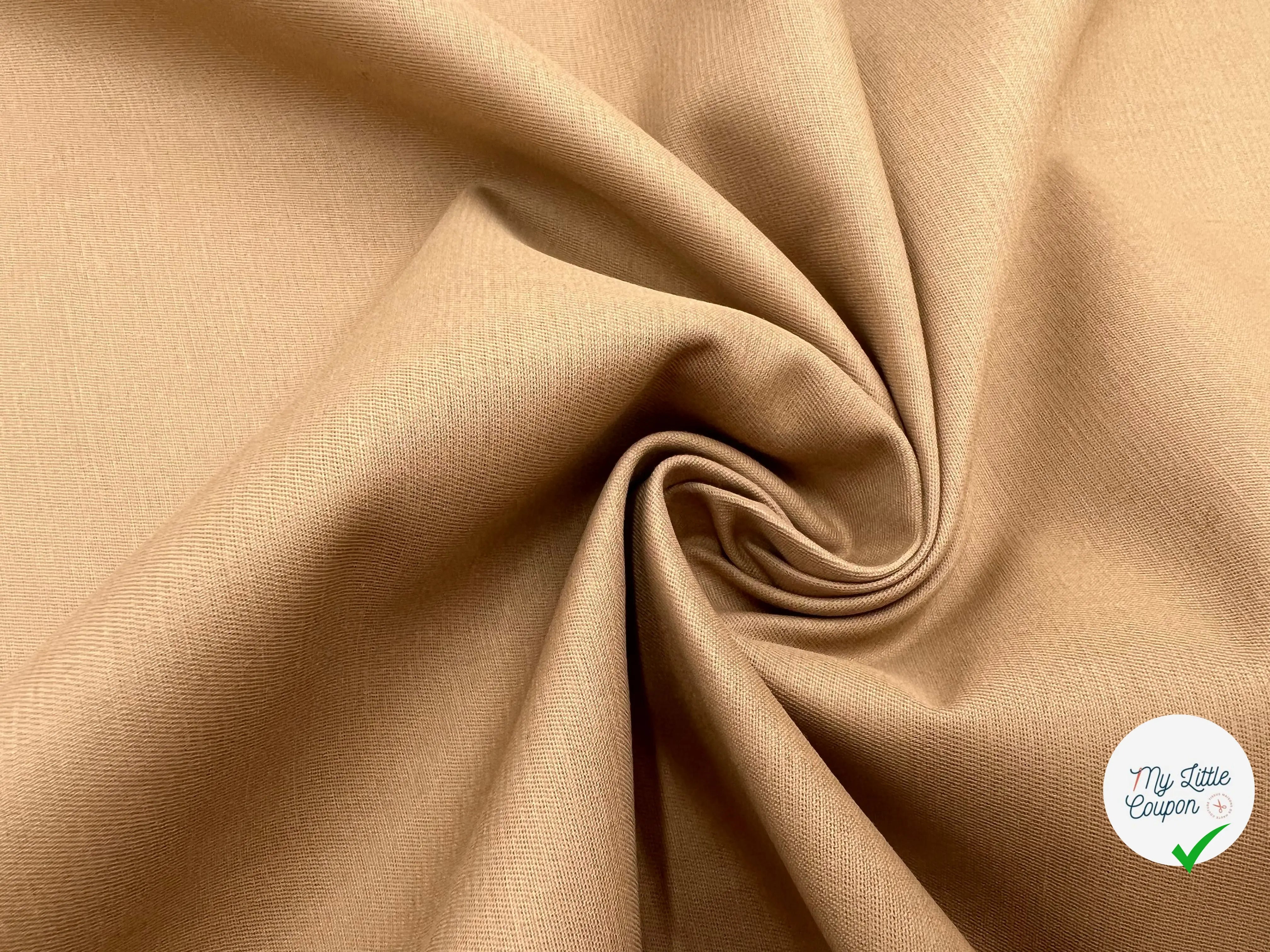 GABARDINE TRÈS FINEMENT SERGÉ DE COTON COFFEE LATTE - My Little Coupon - tissu - coudre