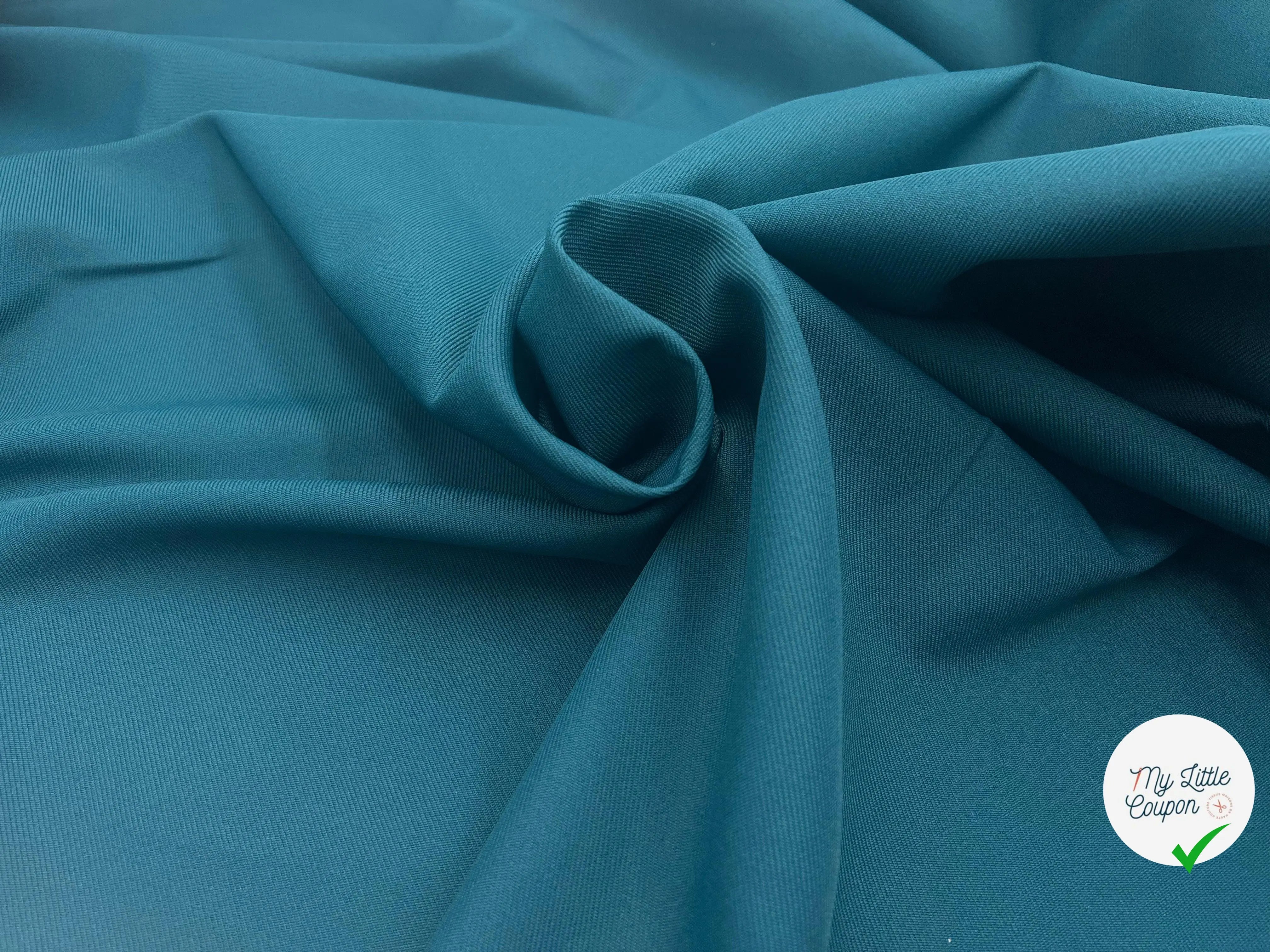 GABARDINE TWILL PRESTIGE COUTURE BLEU CANARD - My Little Coupon - tissu - coudre