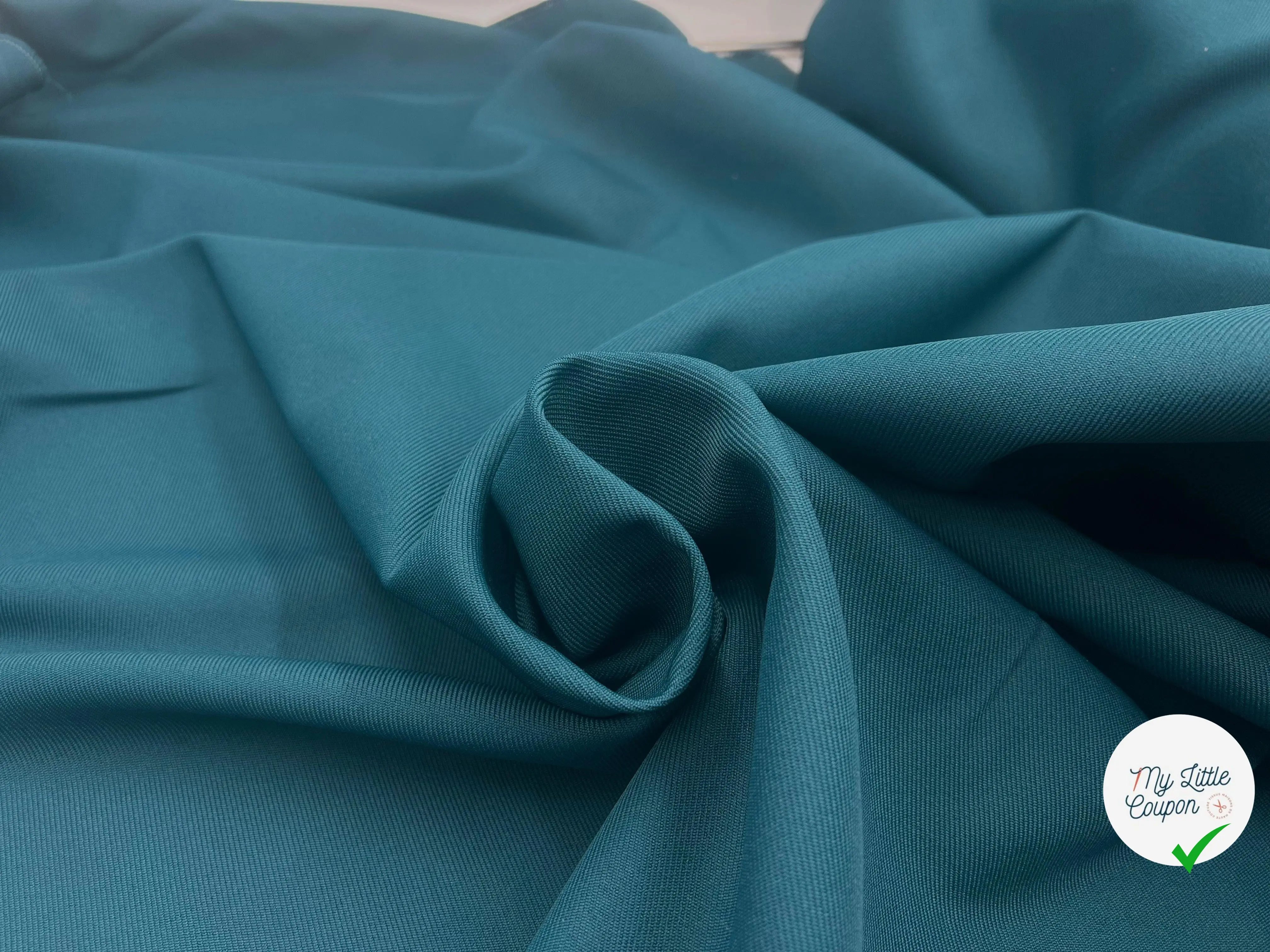 GABARDINE TWILL PRESTIGE COUTURE BLEU CANARD - My Little Coupon - tissu - coudre